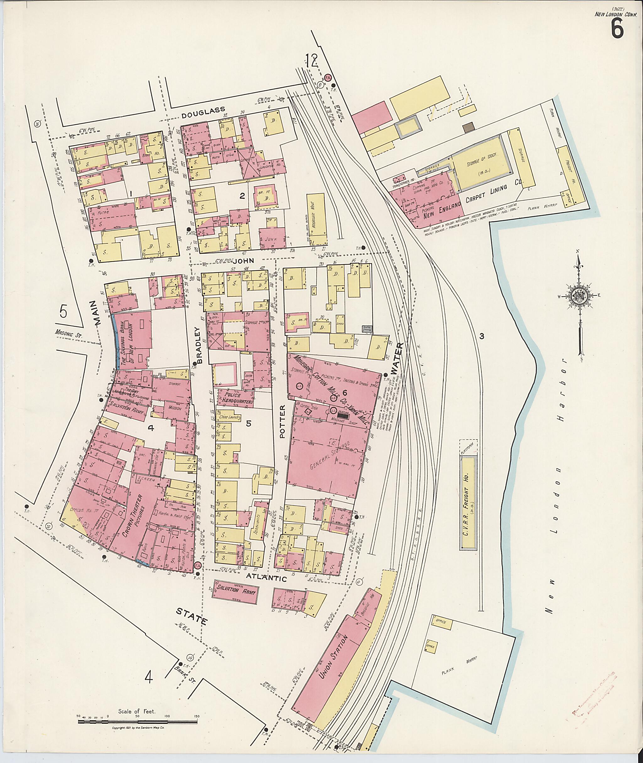 This old map of New London, New London County, Connecticut was created by Sanborn Map Company in 1921
