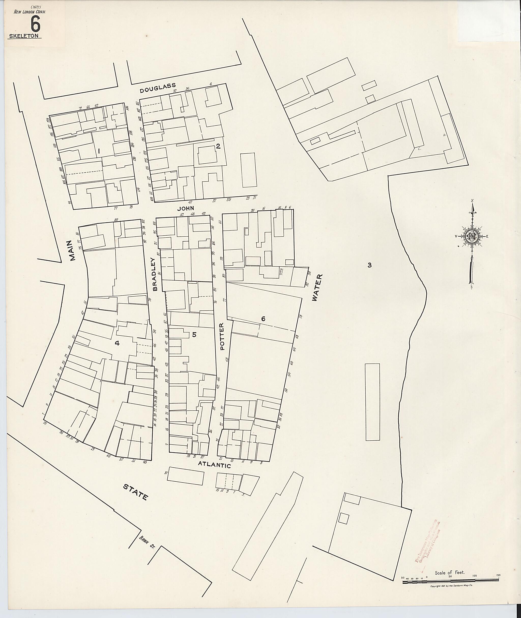 This old map of New London, New London County, Connecticut was created by Sanborn Map Company in 1921