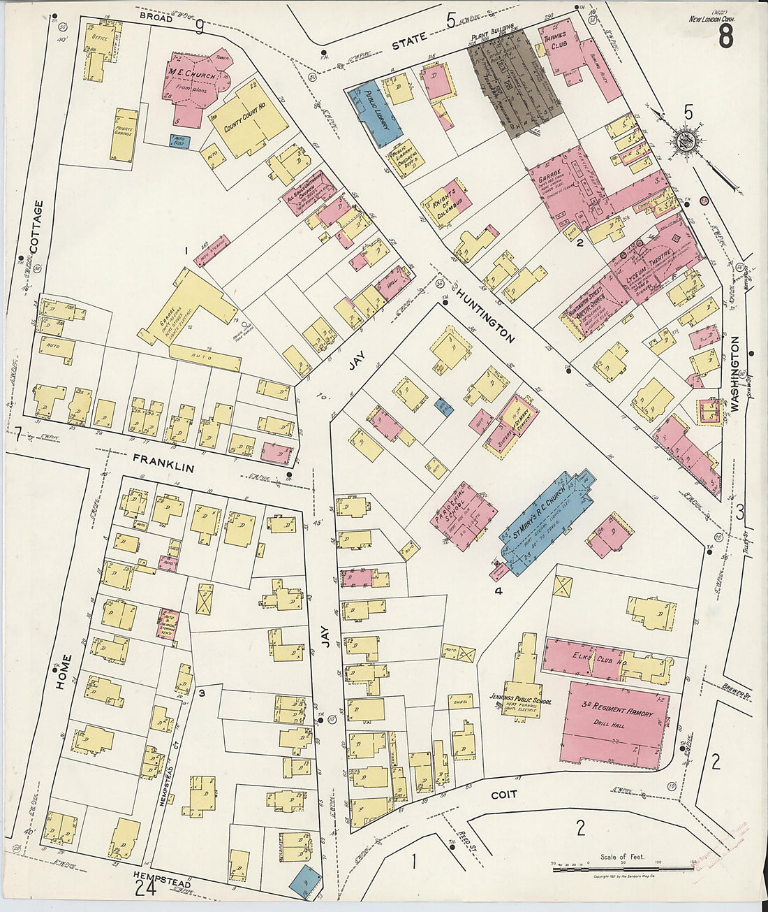 This old map of New London, New London County, Connecticut was created by Sanborn Map Company in 1921