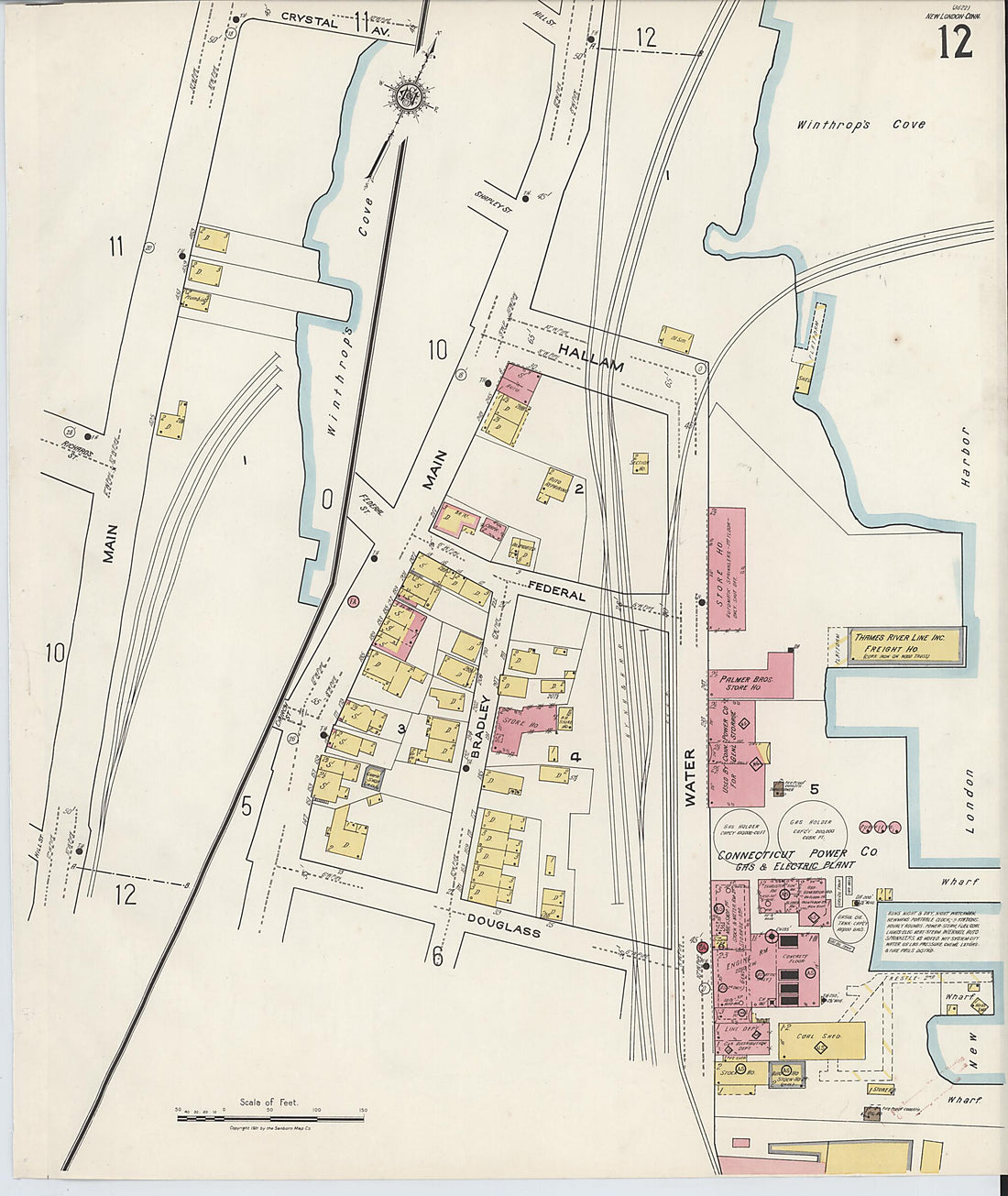 This old map of New London, New London County, Connecticut was created by Sanborn Map Company in 1921