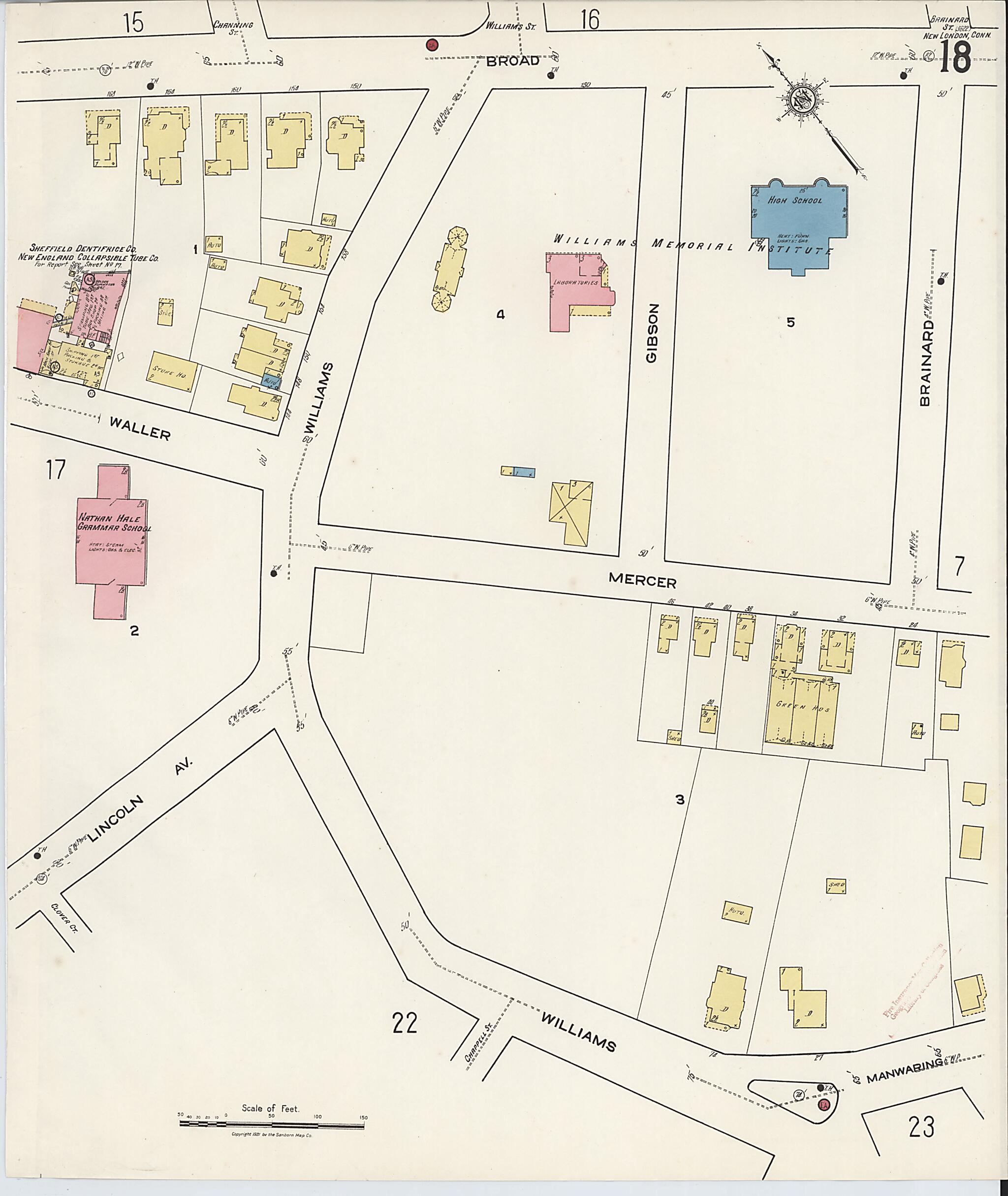 This old map of New London, New London County, Connecticut was created by Sanborn Map Company in 1921