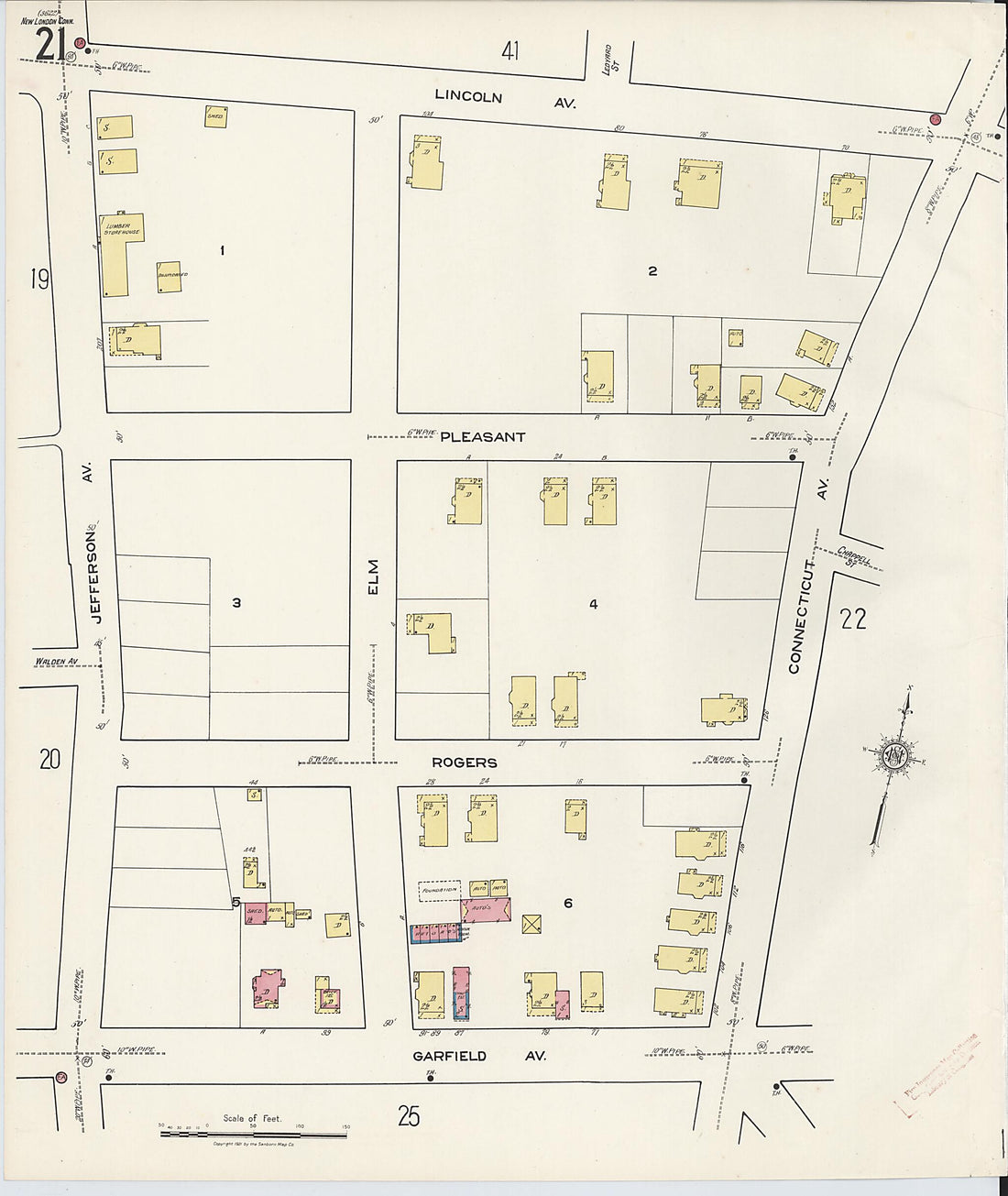 This old map of New London, New London County, Connecticut was created by Sanborn Map Company in 1921