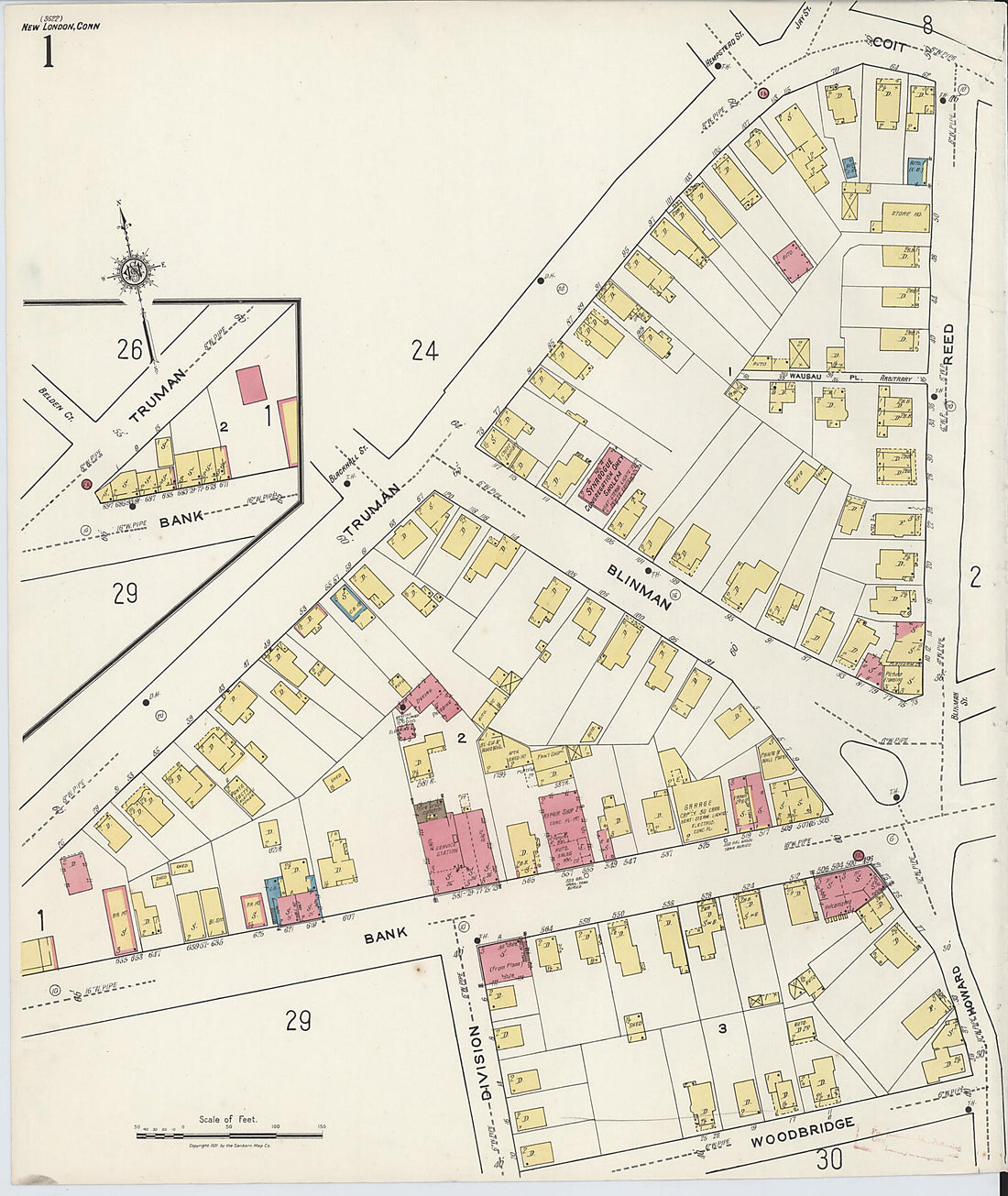 This old map of New London, New London County, Connecticut was created by Sanborn Map Company in 1921