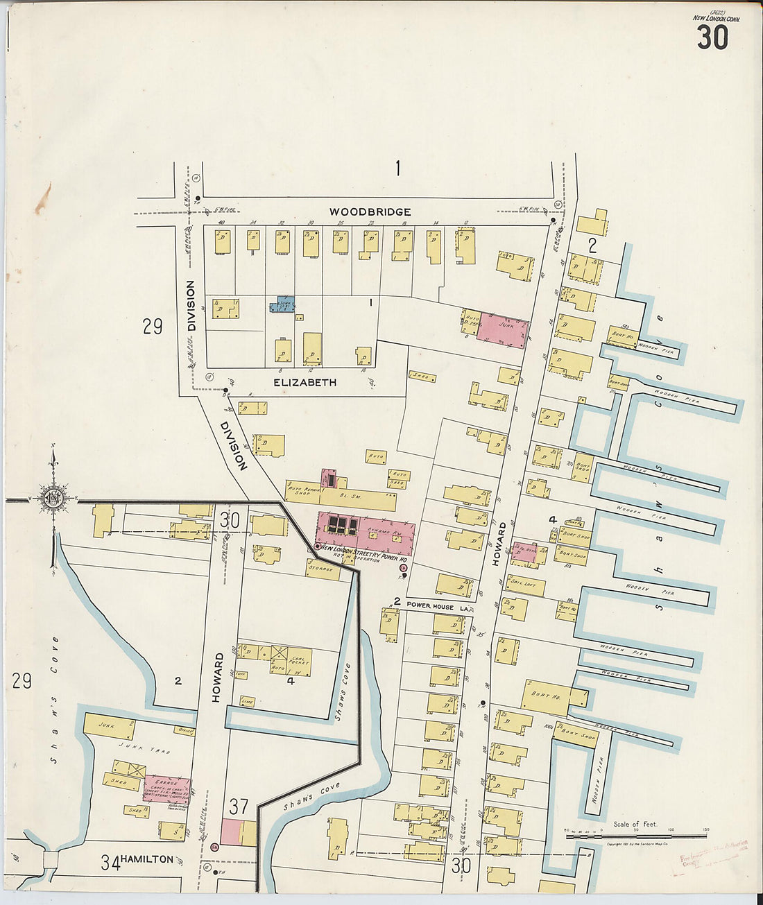 This old map of New London, New London County, Connecticut was created by Sanborn Map Company in 1921