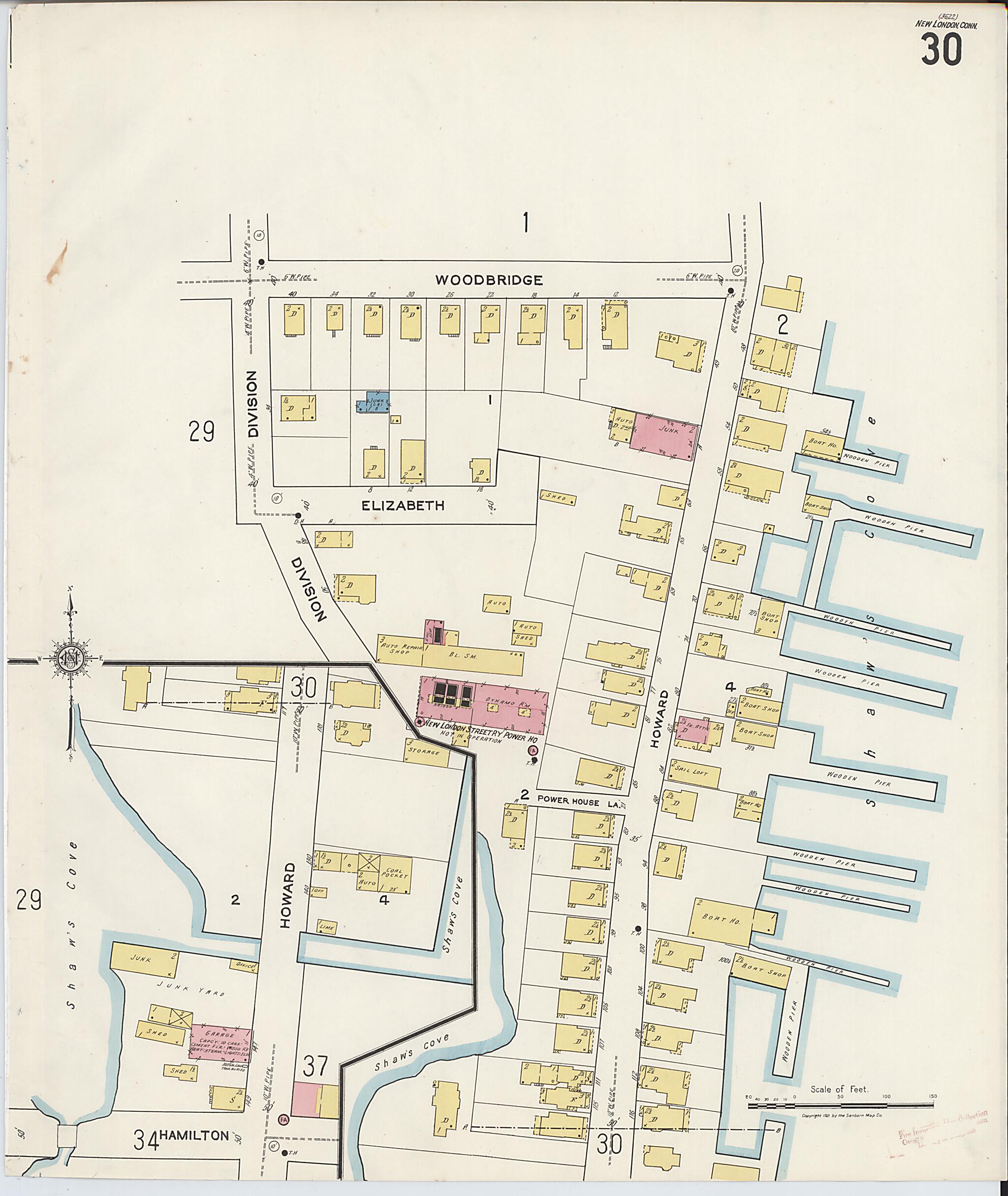 This old map of New London, New London County, Connecticut was created by Sanborn Map Company in 1921