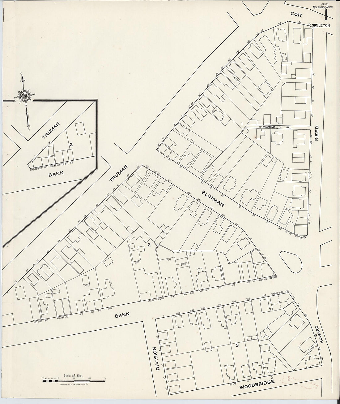 This old map of New London, New London County, Connecticut was created by Sanborn Map Company in 1921