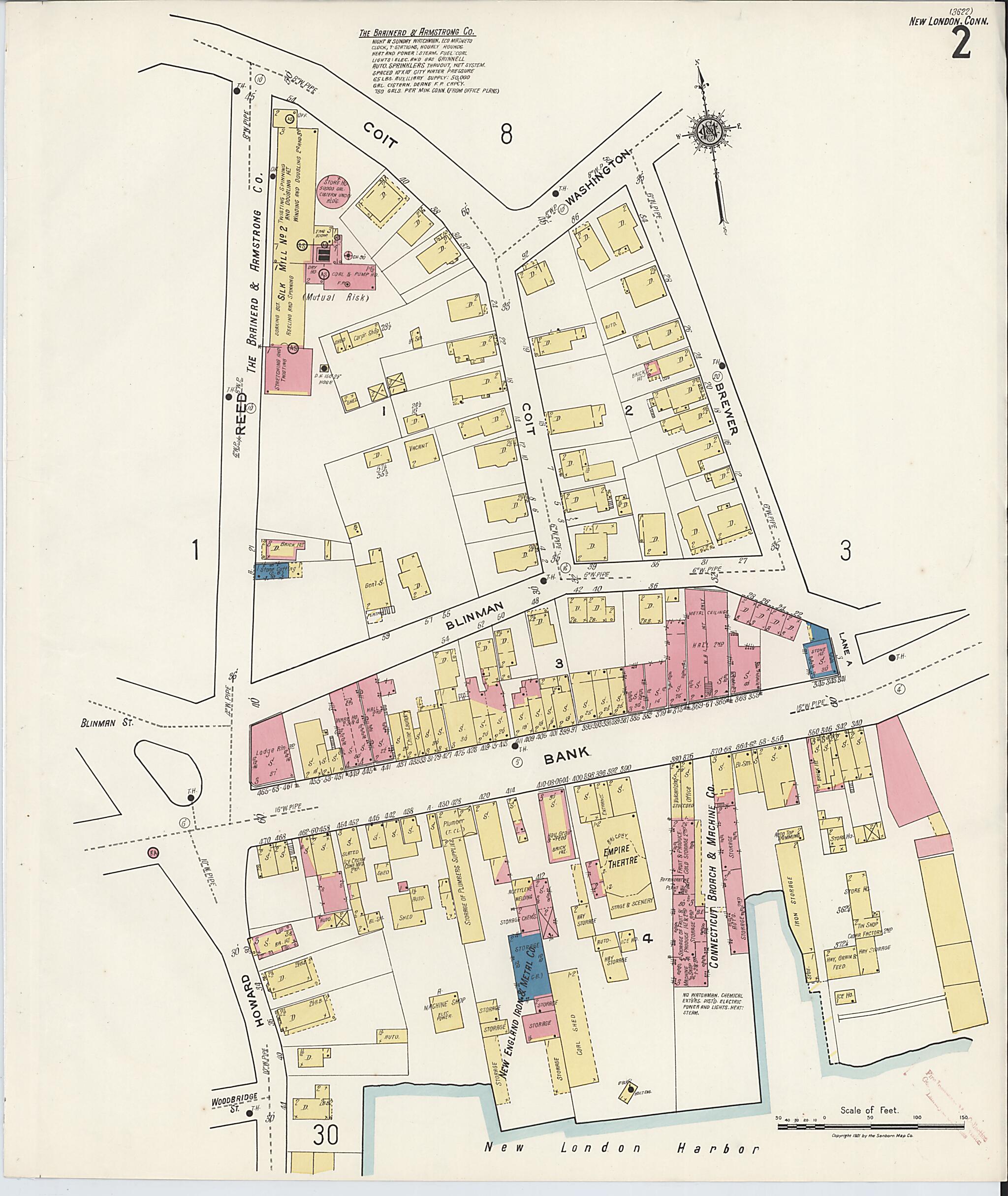 This old map of New London, New London County, Connecticut was created by Sanborn Map Company in 1921