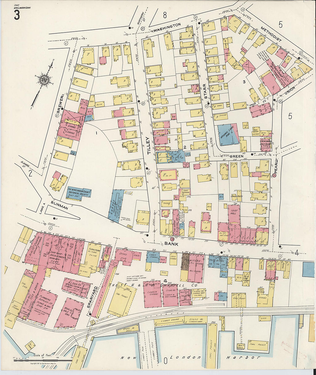 This old map of New London, New London County, Connecticut was created by Sanborn Map Company in 1921