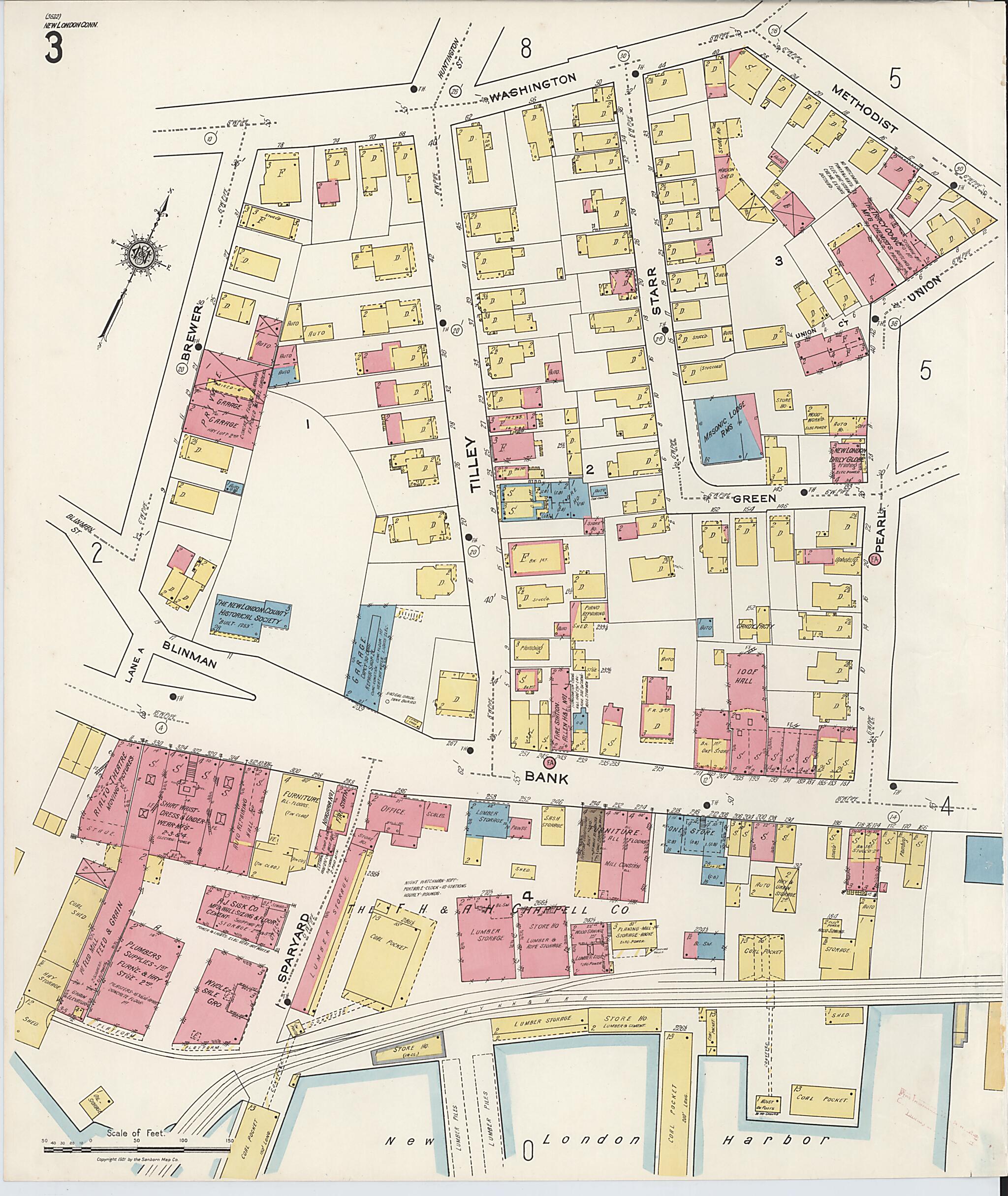 This old map of New London, New London County, Connecticut was created by Sanborn Map Company in 1921