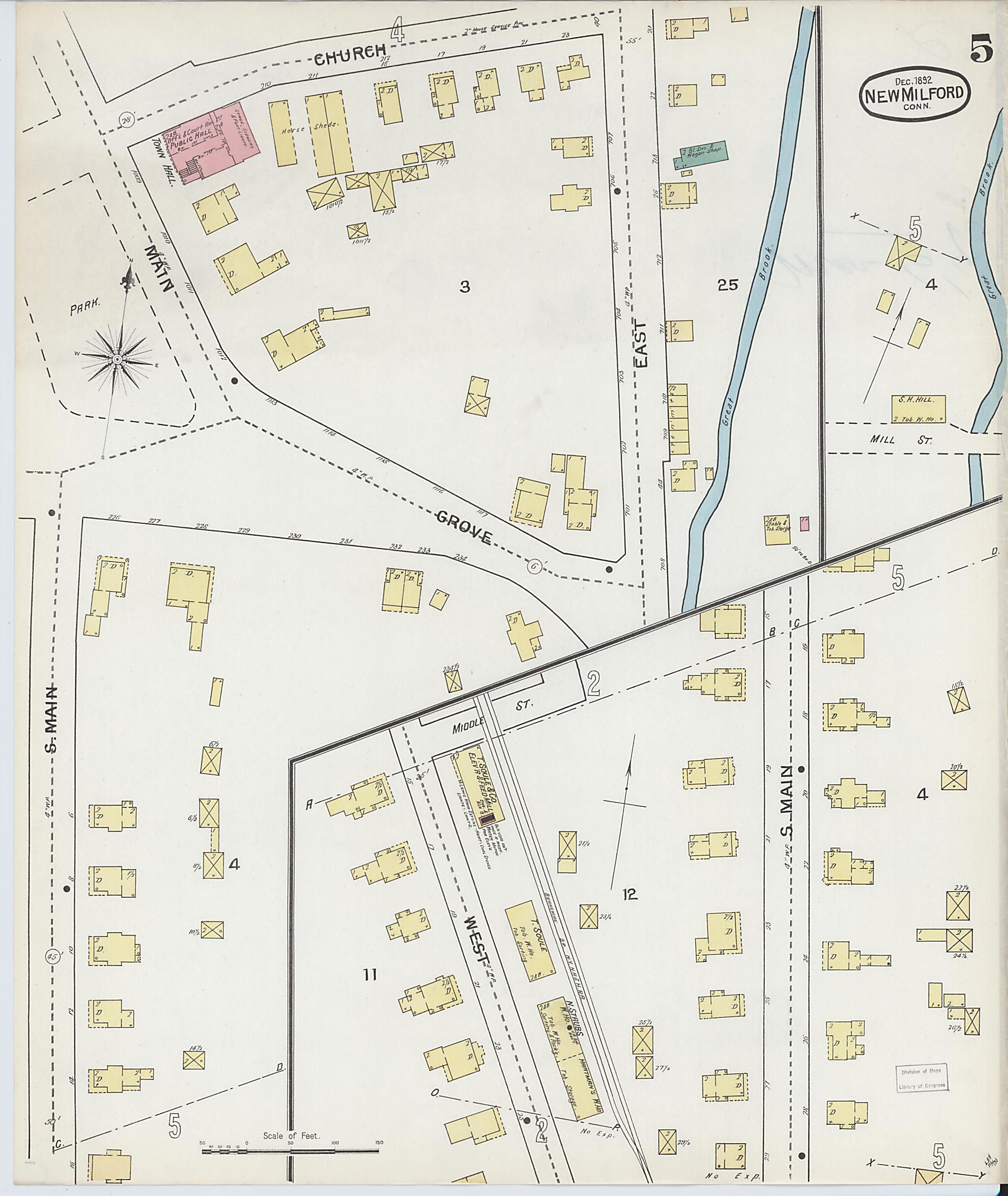 This old map of New Milford, Litchfield County, Connecticut was created by Sanborn Map Company in 1892