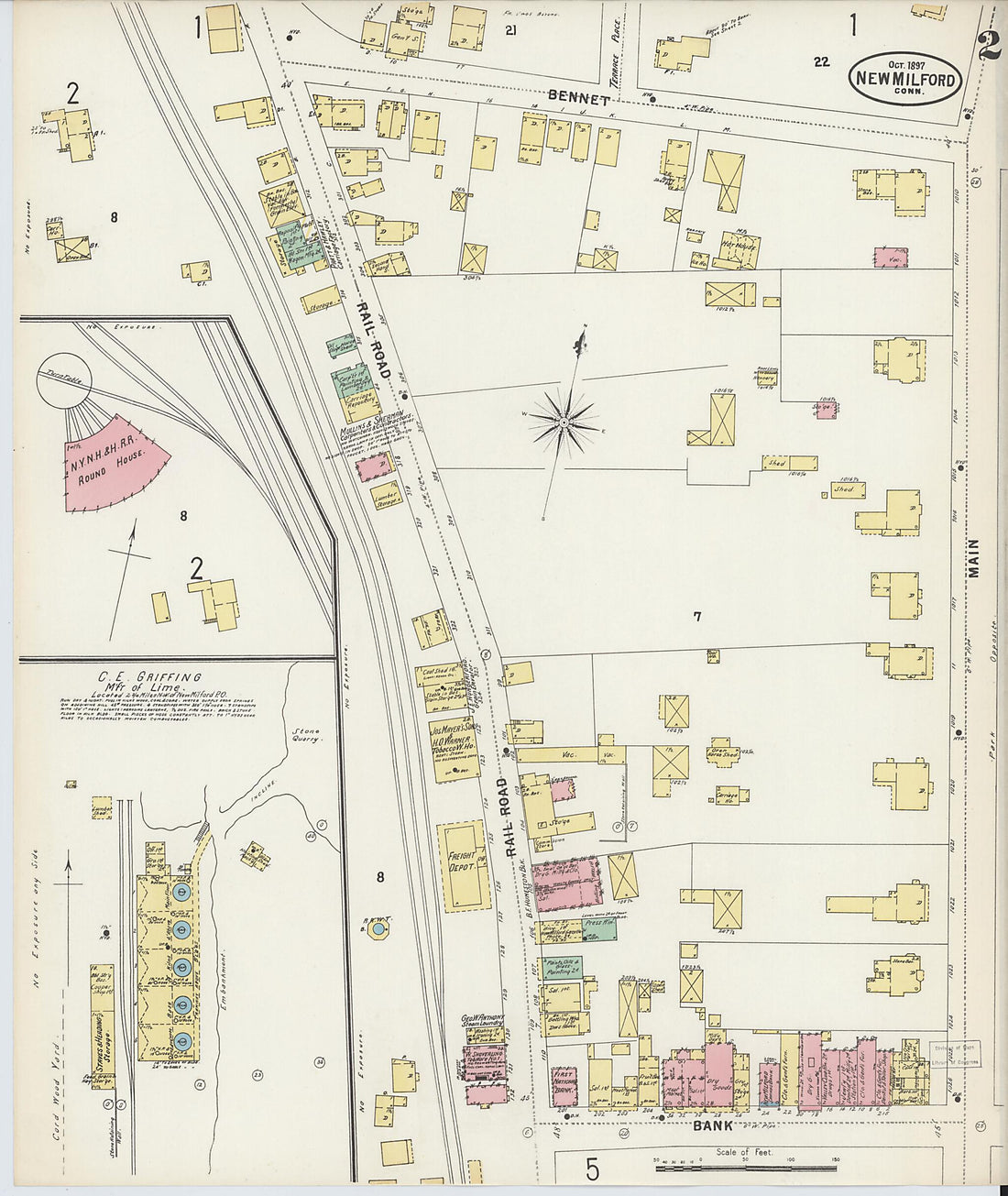This old map of New Milford, Litchfield County, Connecticut was created by Sanborn Map Company in 1897