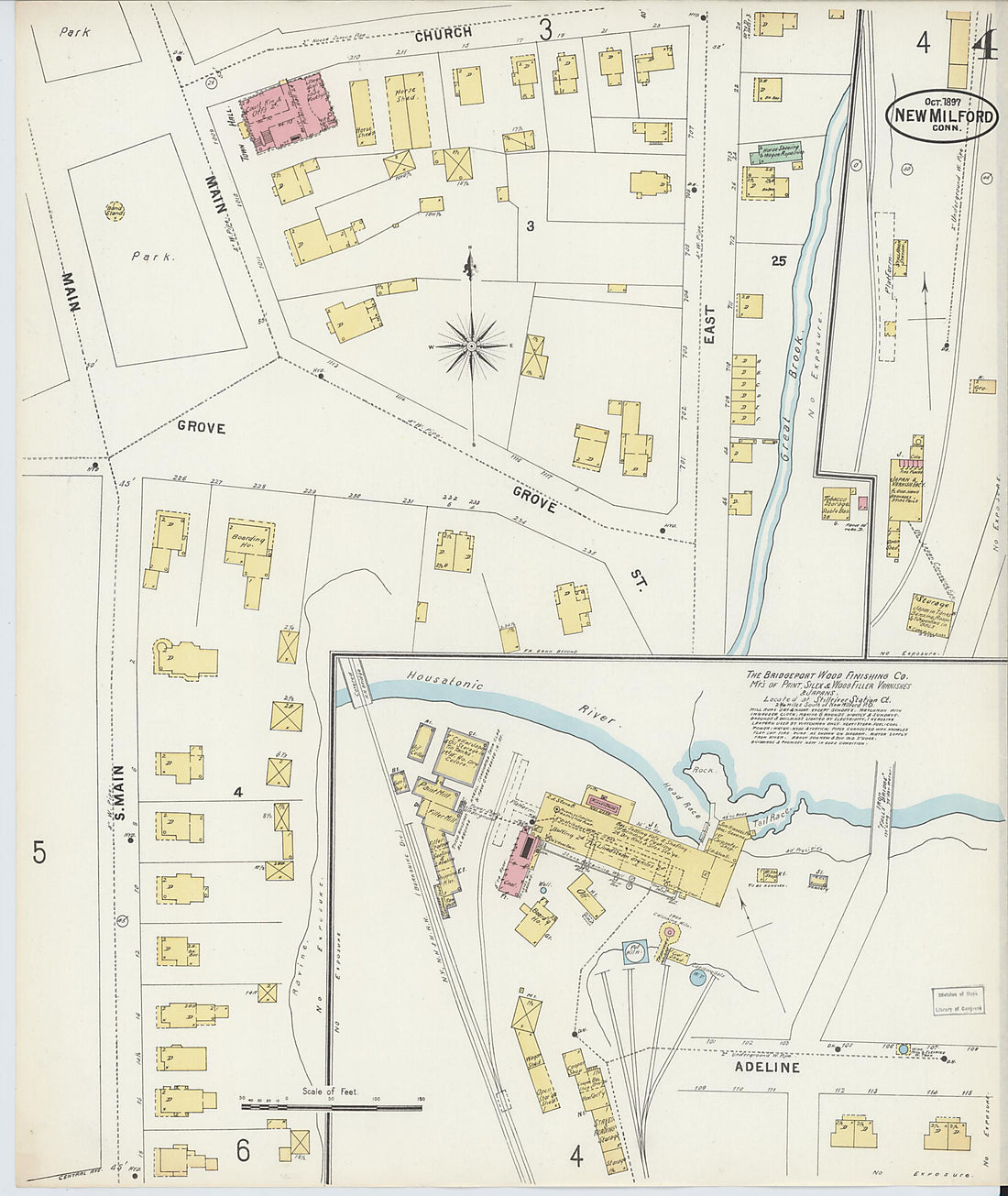 This old map of New Milford, Litchfield County, Connecticut was created by Sanborn Map Company in 1897