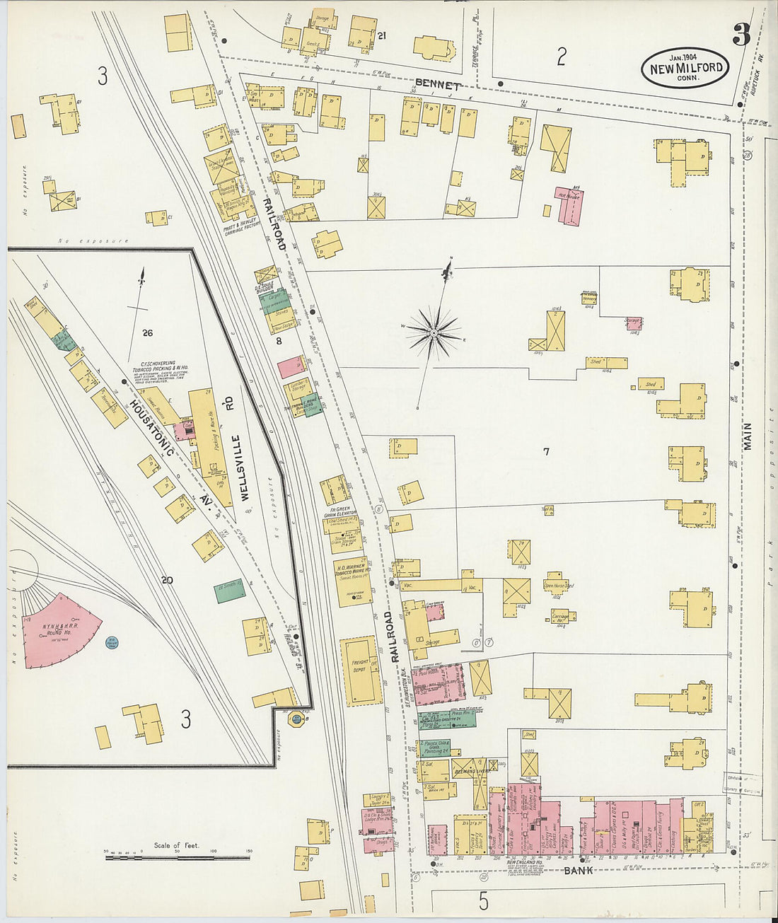 This old map of New Milford, Litchfield County, Connecticut was created by Sanborn Map Company in 1904