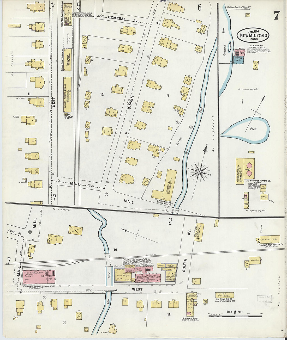 This old map of New Milford, Litchfield County, Connecticut was created by Sanborn Map Company in 1904