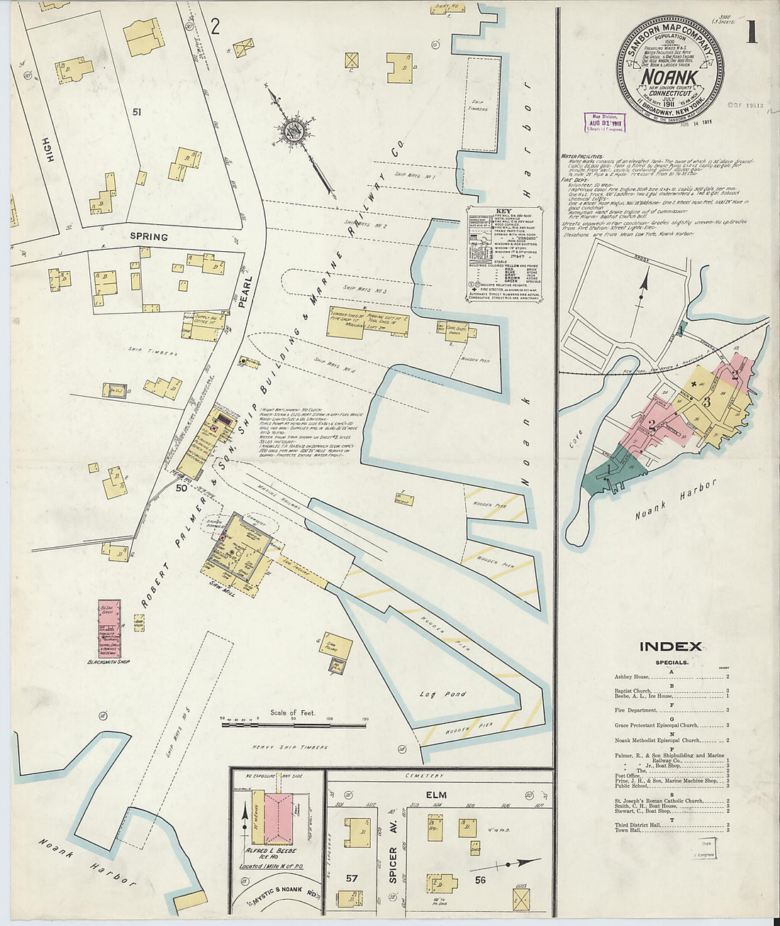 This old map of Noank, New London County, Connecticut was created by Sanborn Map Company in 1911