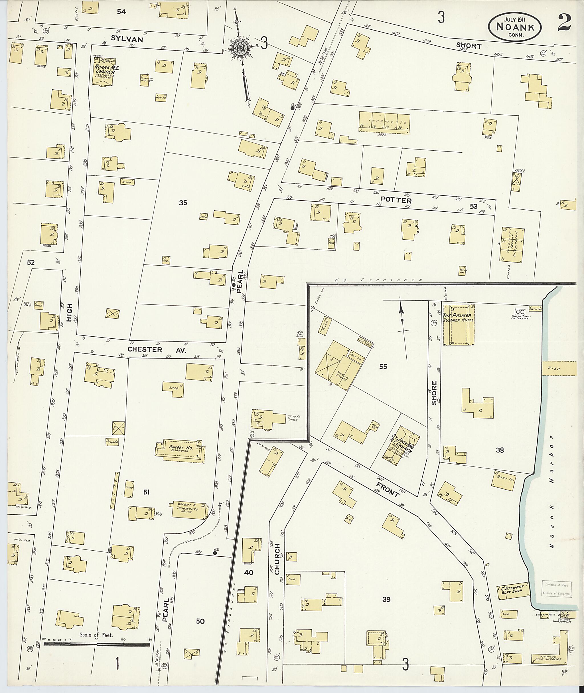 This old map of Noank, New London County, Connecticut was created by Sanborn Map Company in 1911