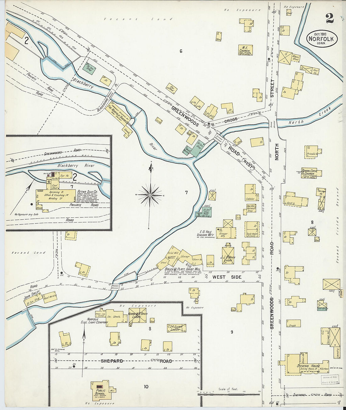 This old map of Norfolk, Litchfield County, Connecticut was created by Sanborn Map Company in 1900