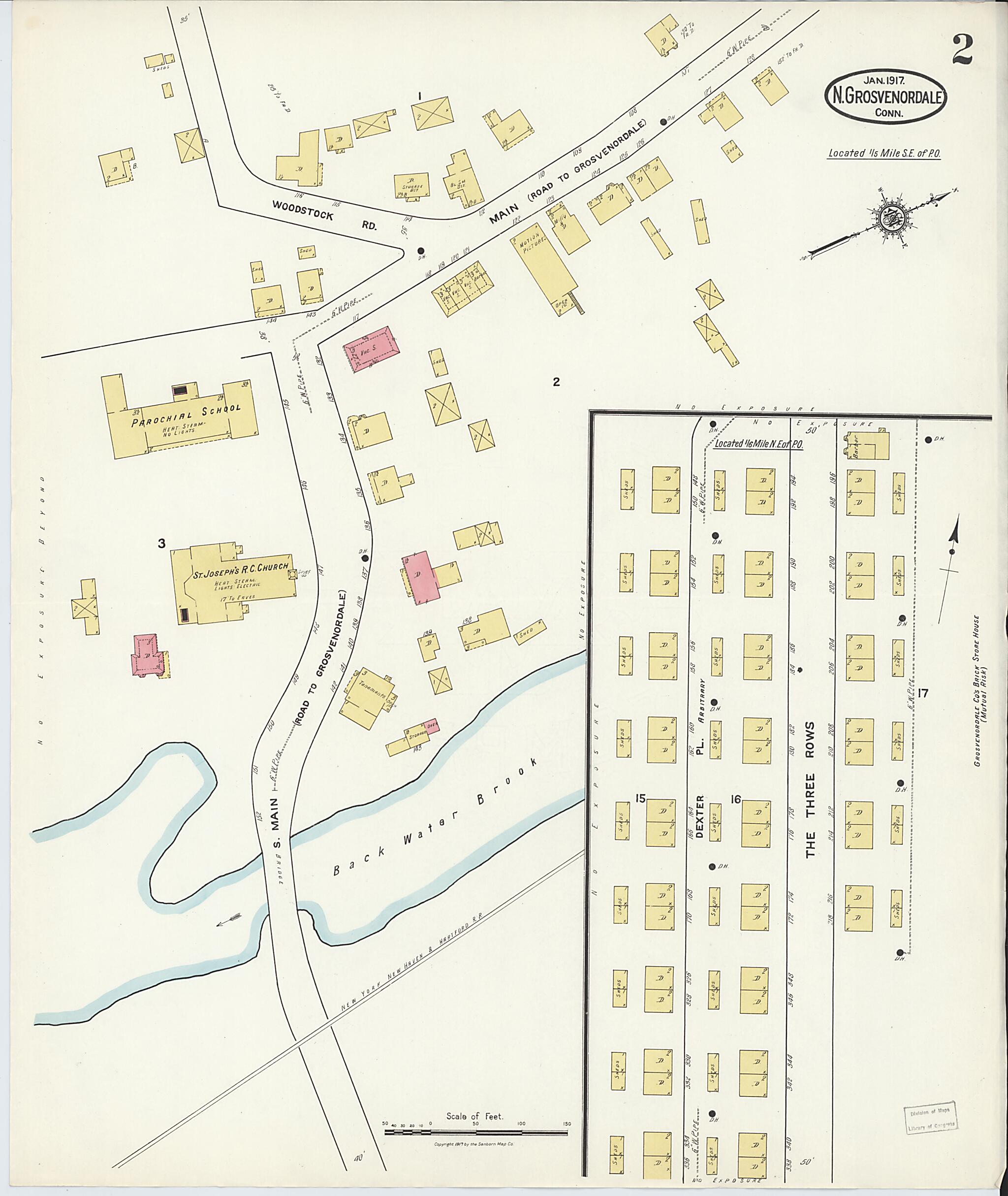 This old map of North Grosvenordale, Windham County, Connecticut was created by Sanborn Map Company in 1917