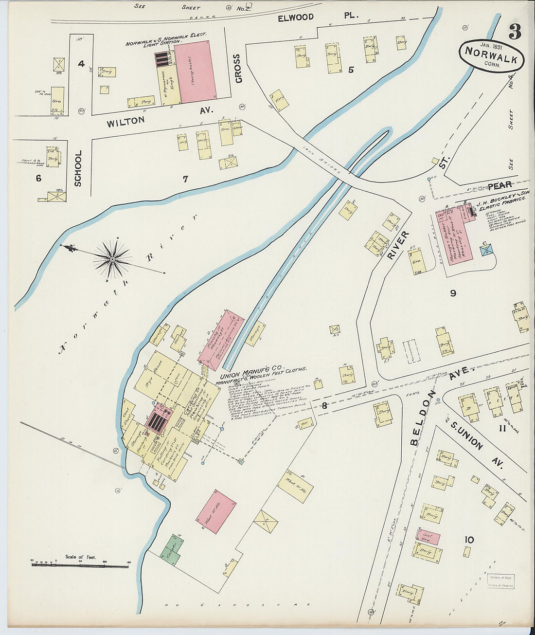 This old map of Norwalk, Fairfield County, Connecticut was created by Sanborn Map Company in 1891