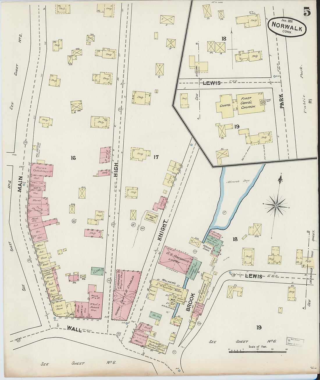 This old map of Norwalk, Fairfield County, Connecticut was created by Sanborn Map Company in 1891