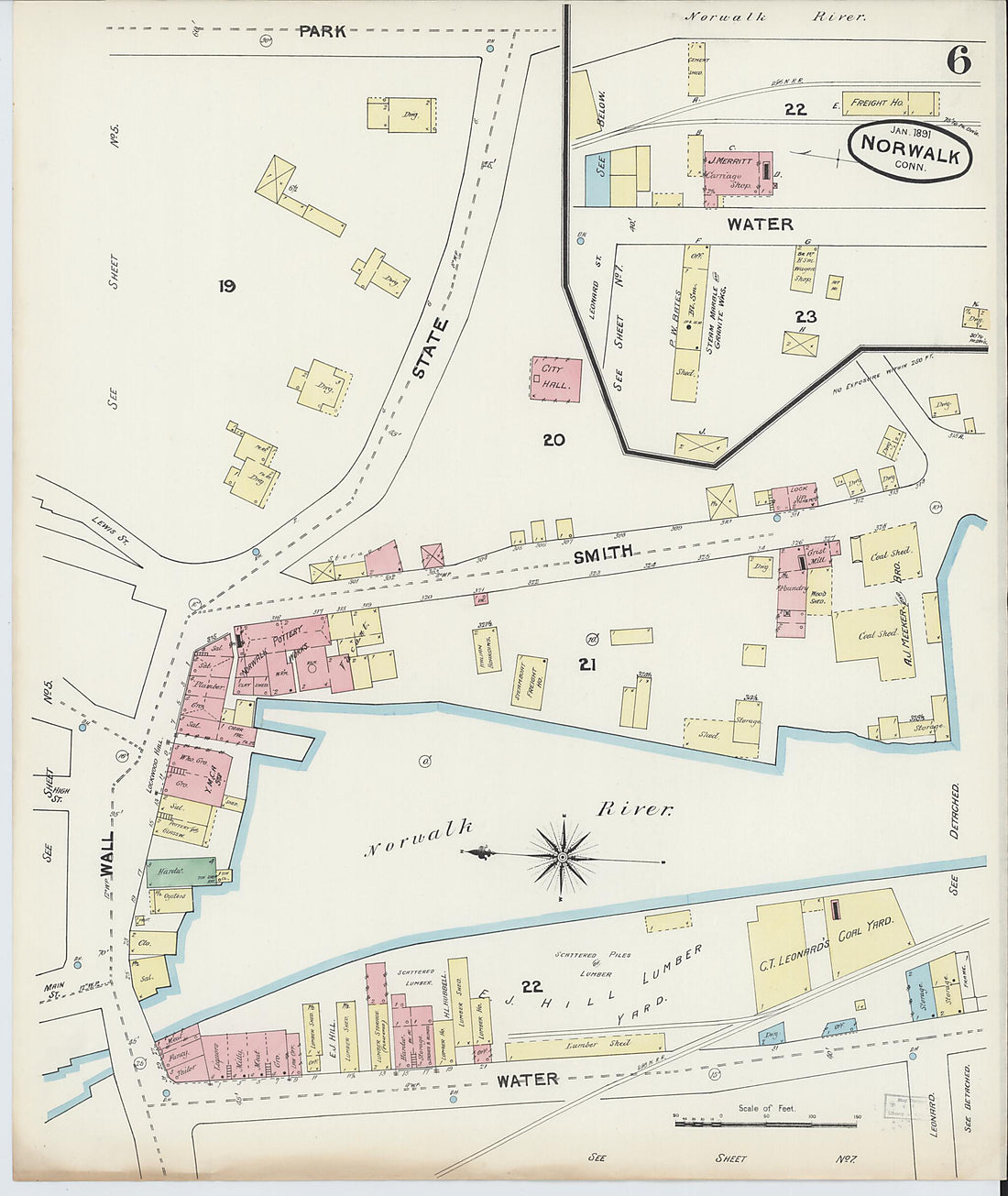 This old map of Norwalk, Fairfield County, Connecticut was created by Sanborn Map Company in 1891