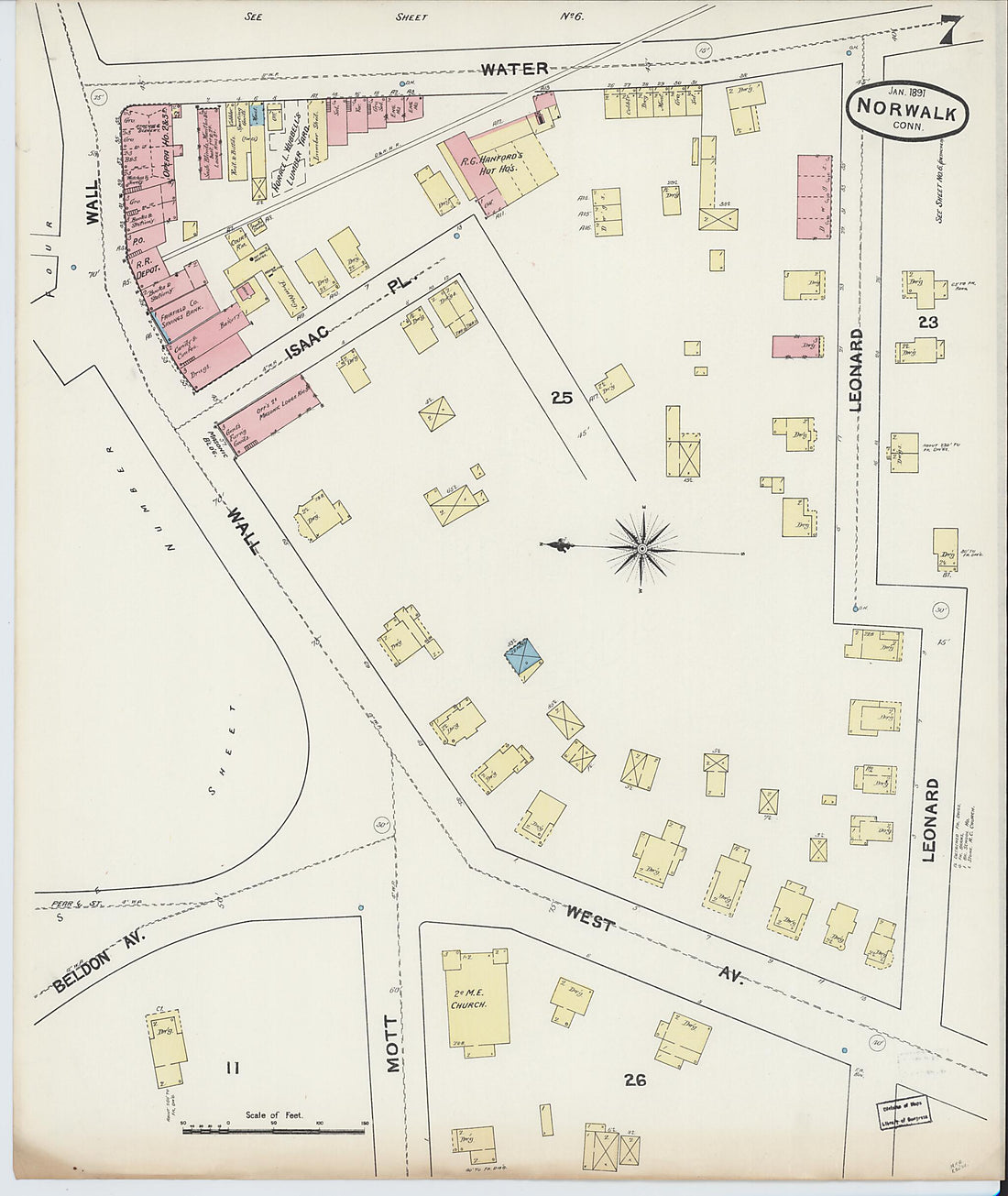 This old map of Norwalk, Fairfield County, Connecticut was created by Sanborn Map Company in 1891