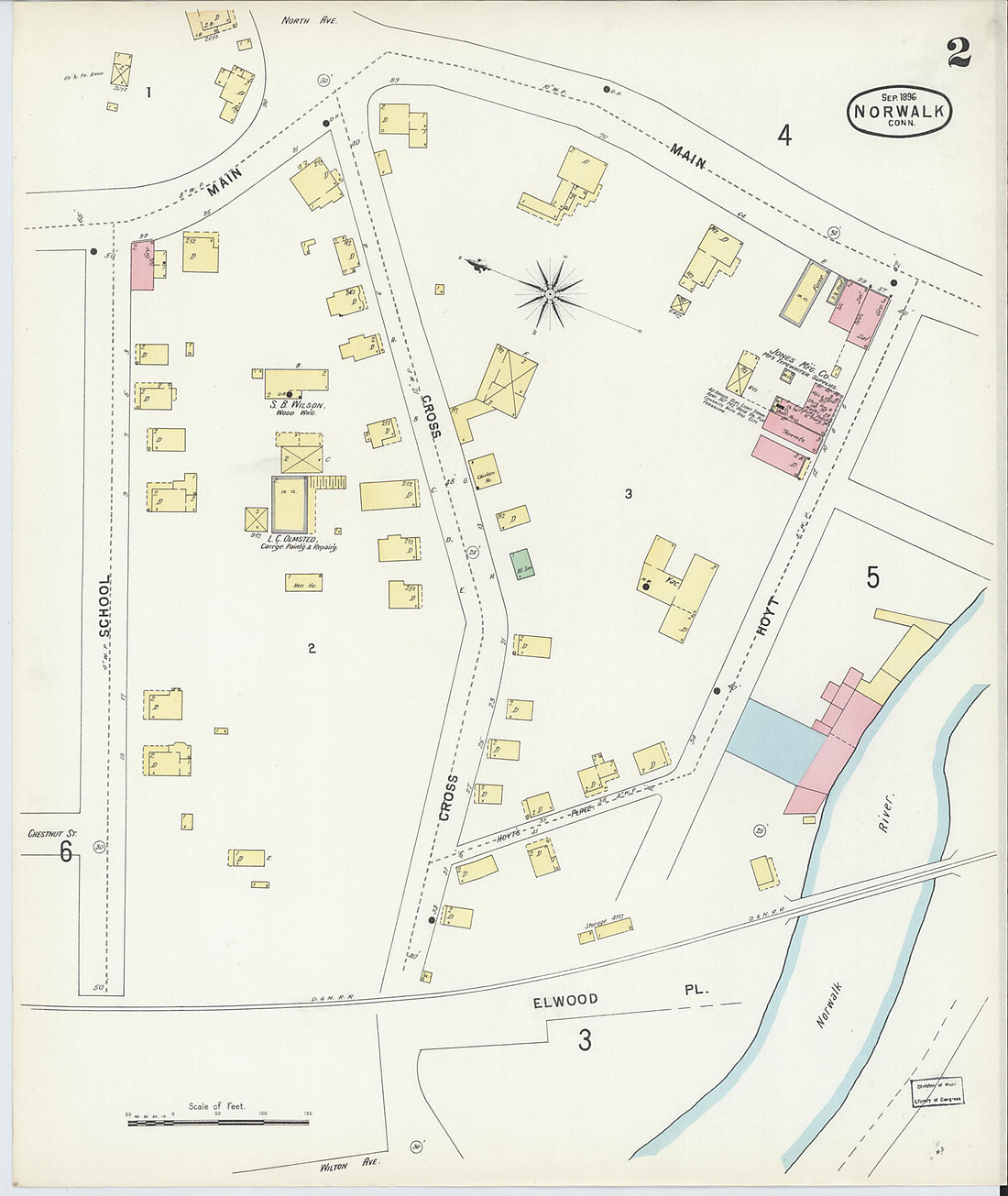 This old map of Norwalk, Fairfield County, Connecticut was created by Sanborn Map Company in 1896