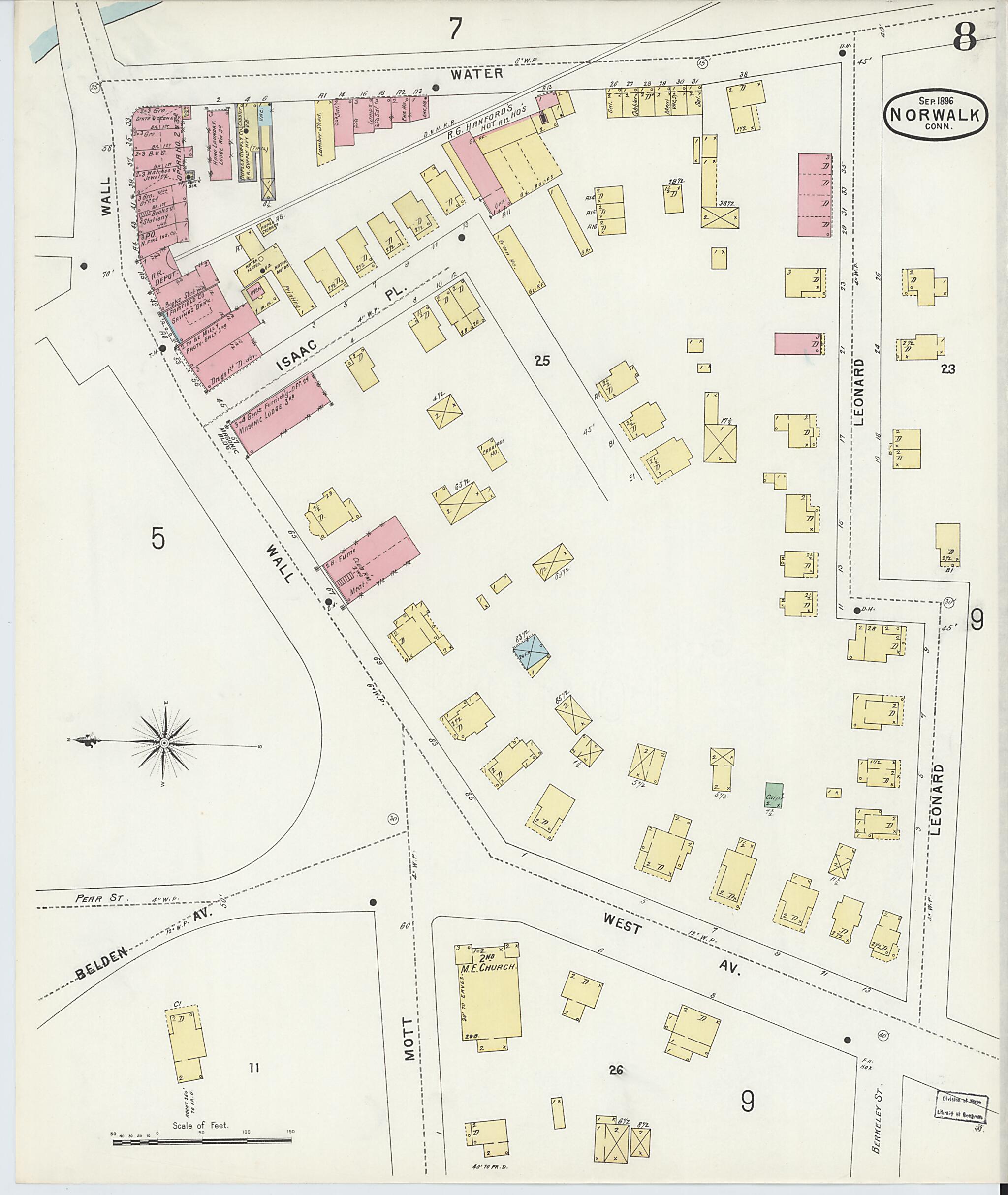 This old map of Norwalk, Fairfield County, Connecticut was created by Sanborn Map Company in 1896