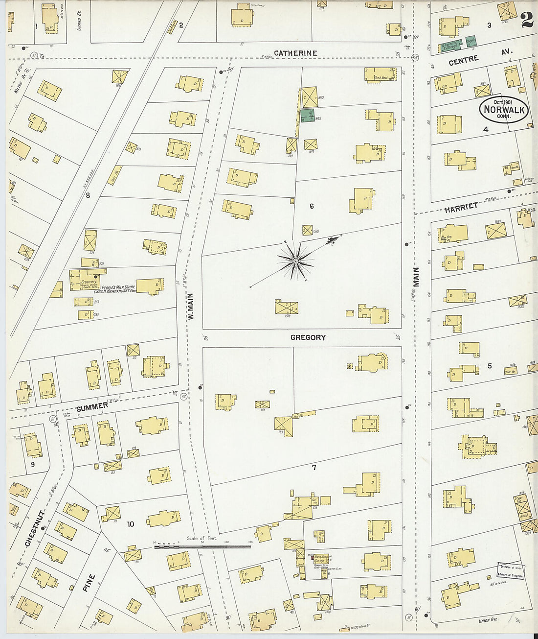 This old map of Norwalk, Fairfield County, Connecticut was created by Sanborn Map Company in 1901