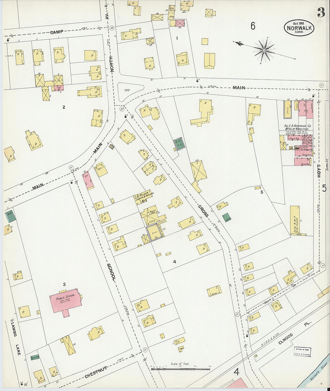 This old map of Norwalk, Fairfield County, Connecticut was created by Sanborn Map Company in 1901