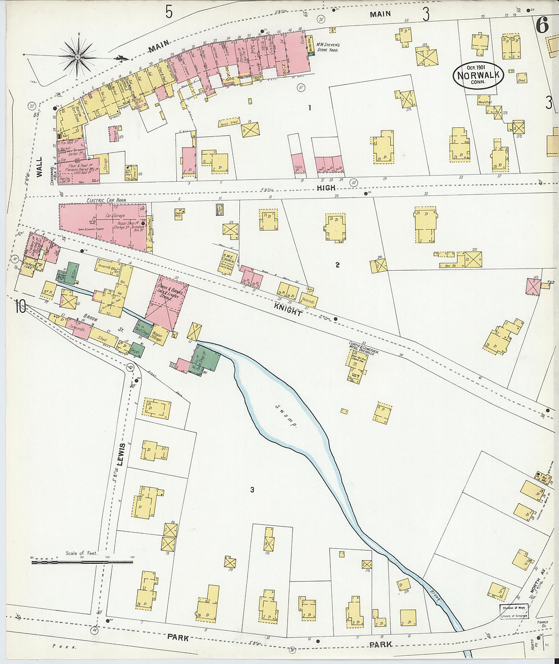 This old map of Norwalk, Fairfield County, Connecticut was created by Sanborn Map Company in 1901