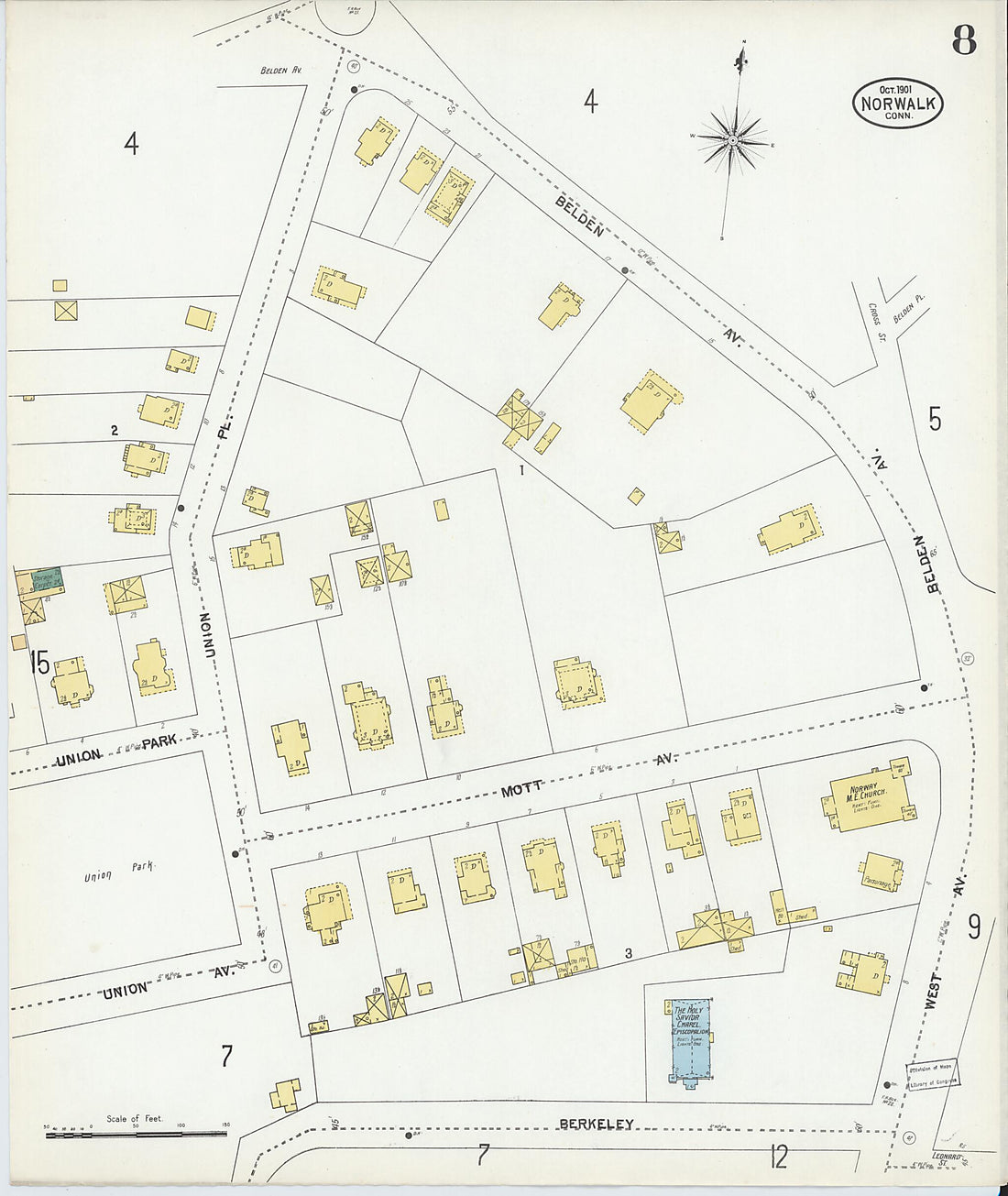 This old map of Norwalk, Fairfield County, Connecticut was created by Sanborn Map Company in 1901