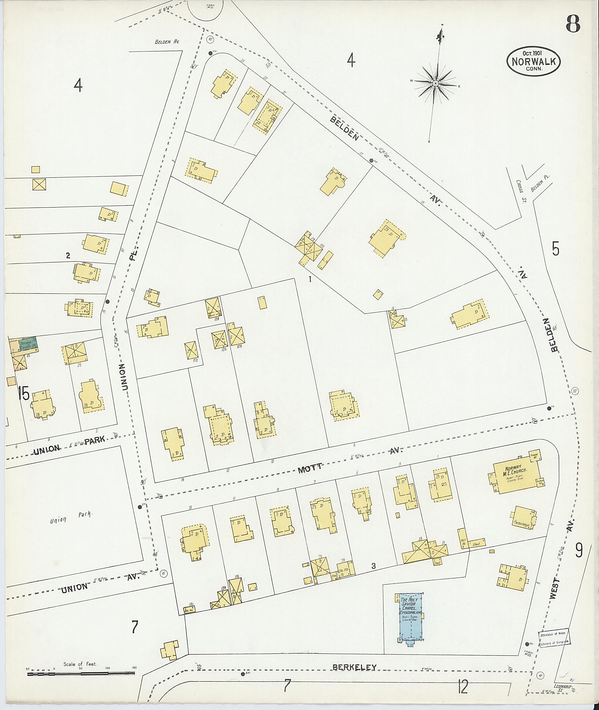 This old map of Norwalk, Fairfield County, Connecticut was created by Sanborn Map Company in 1901
