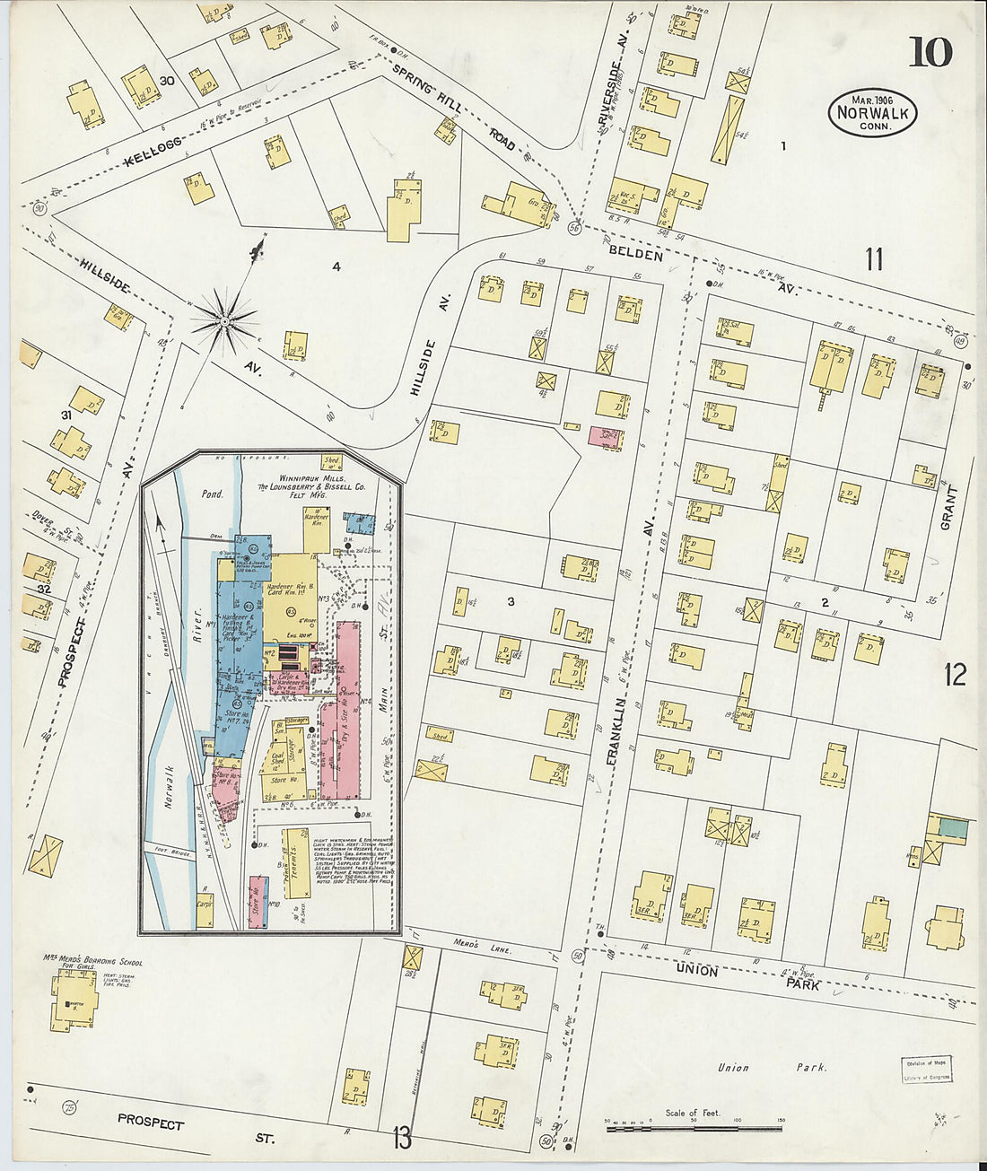 This old map of Norwalk, Fairfield County, Connecticut was created by Sanborn Map Company in 1906