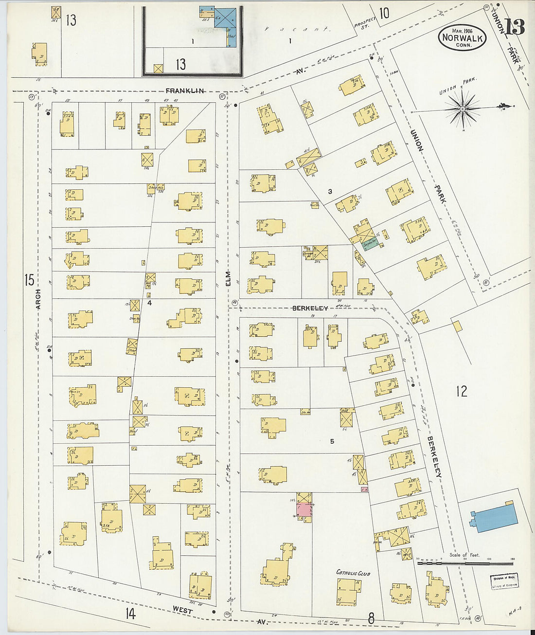 This old map of Norwalk, Fairfield County, Connecticut was created by Sanborn Map Company in 1906