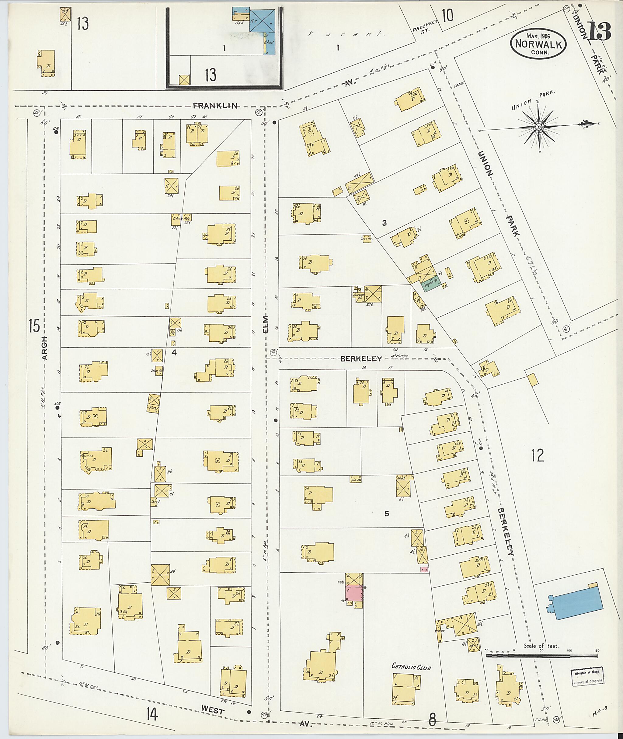 This old map of Norwalk, Fairfield County, Connecticut was created by Sanborn Map Company in 1906