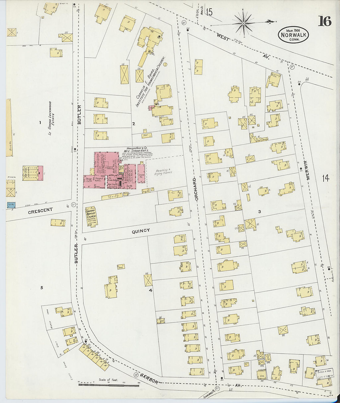 This old map of Norwalk, Fairfield County, Connecticut was created by Sanborn Map Company in 1906