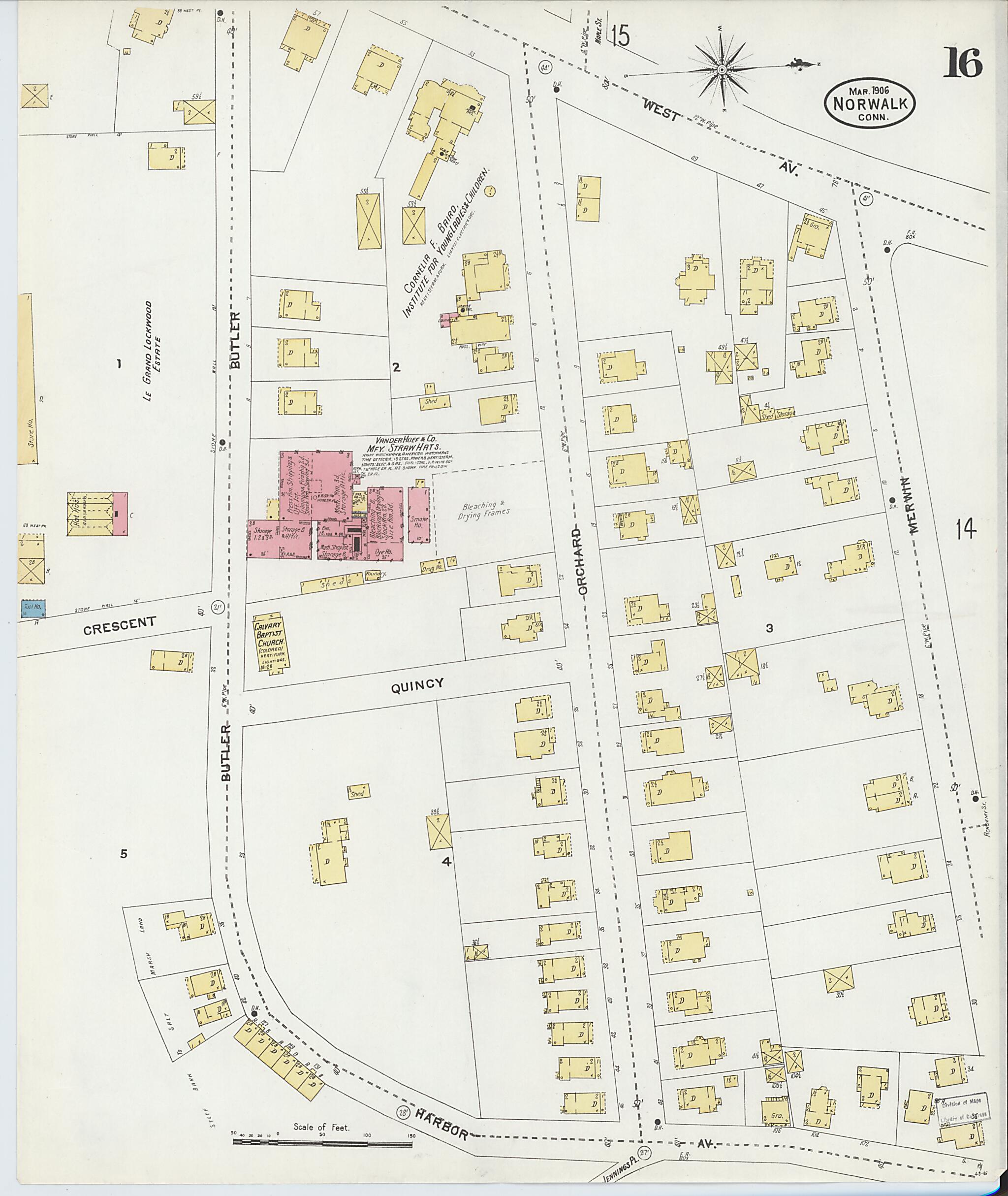 This old map of Norwalk, Fairfield County, Connecticut was created by Sanborn Map Company in 1906
