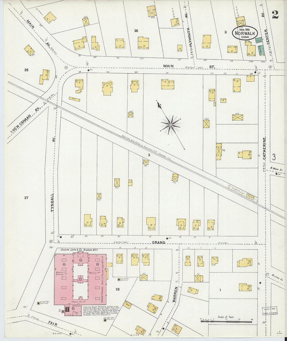 This old map of Norwalk, Fairfield County, Connecticut was created by Sanborn Map Company in 1906