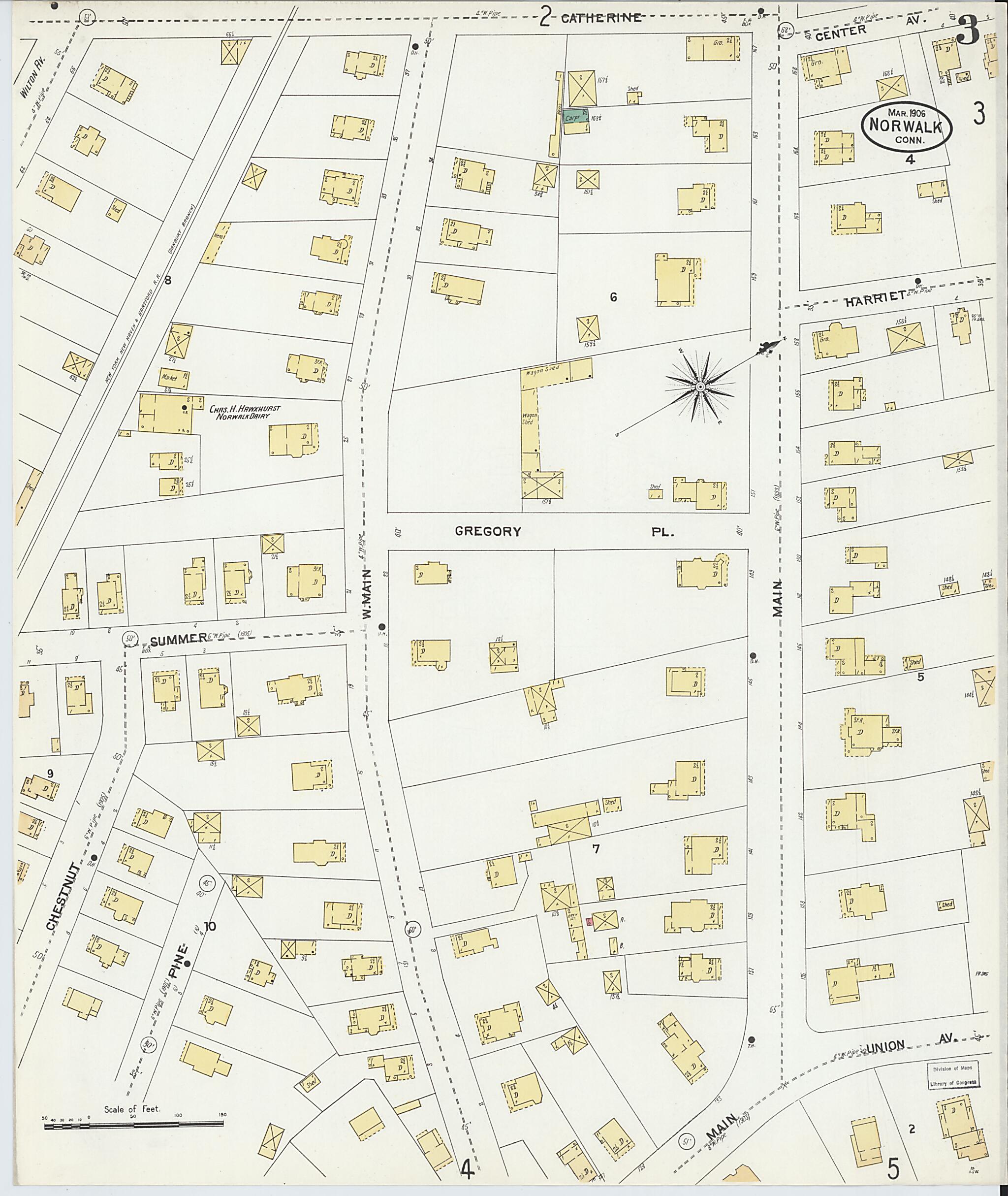 This old map of Norwalk, Fairfield County, Connecticut was created by Sanborn Map Company in 1906