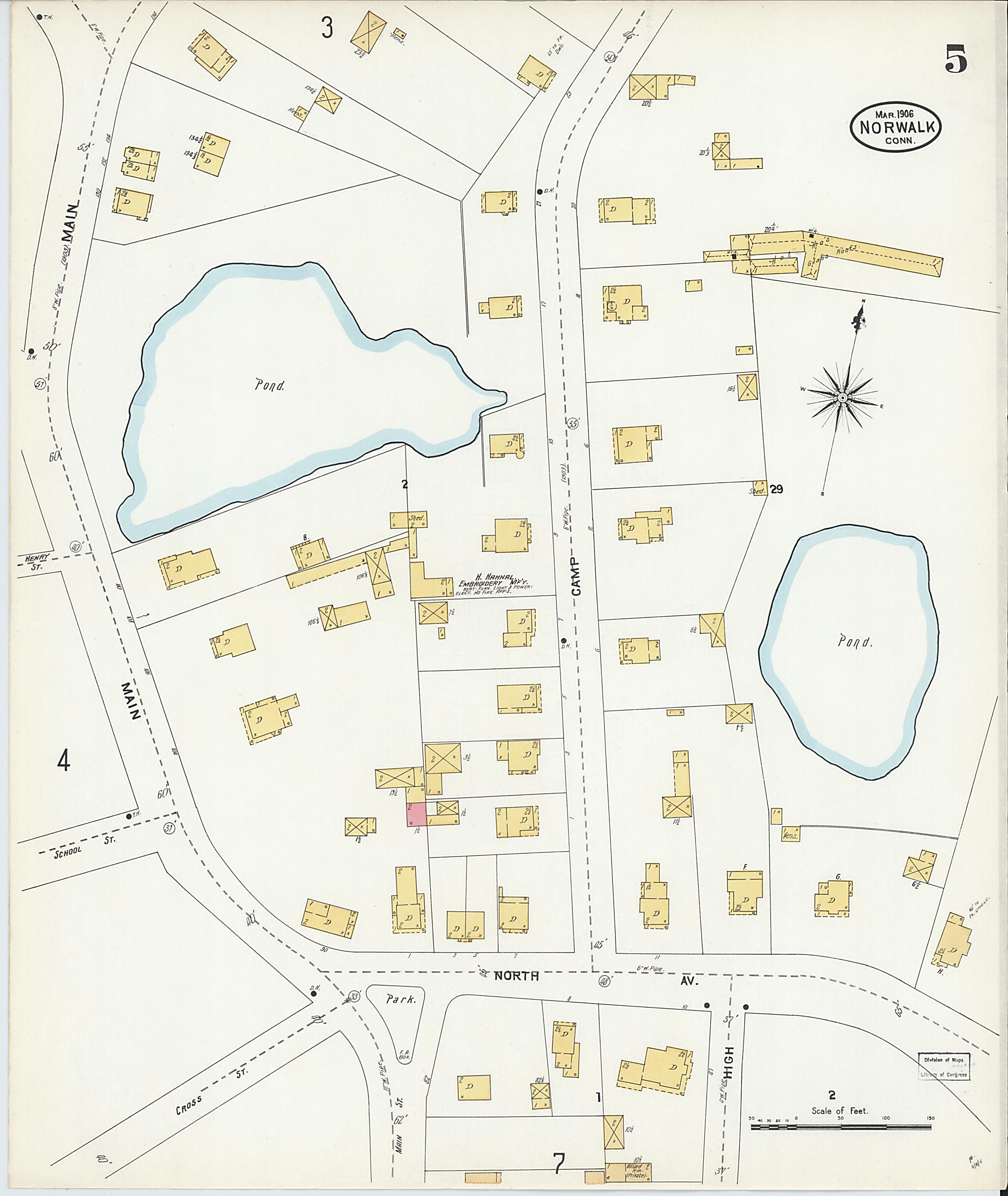 This old map of Norwalk, Fairfield County, Connecticut was created by Sanborn Map Company in 1906