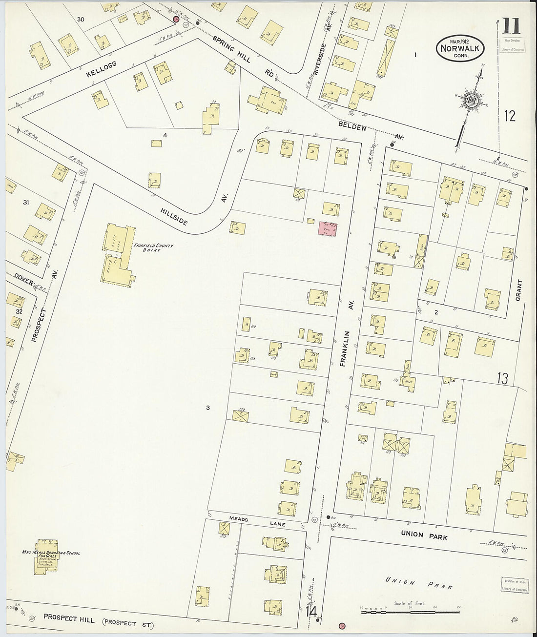This old map of Norwalk, Fairfield County, Connecticut was created by Sanborn Map Company in 1912