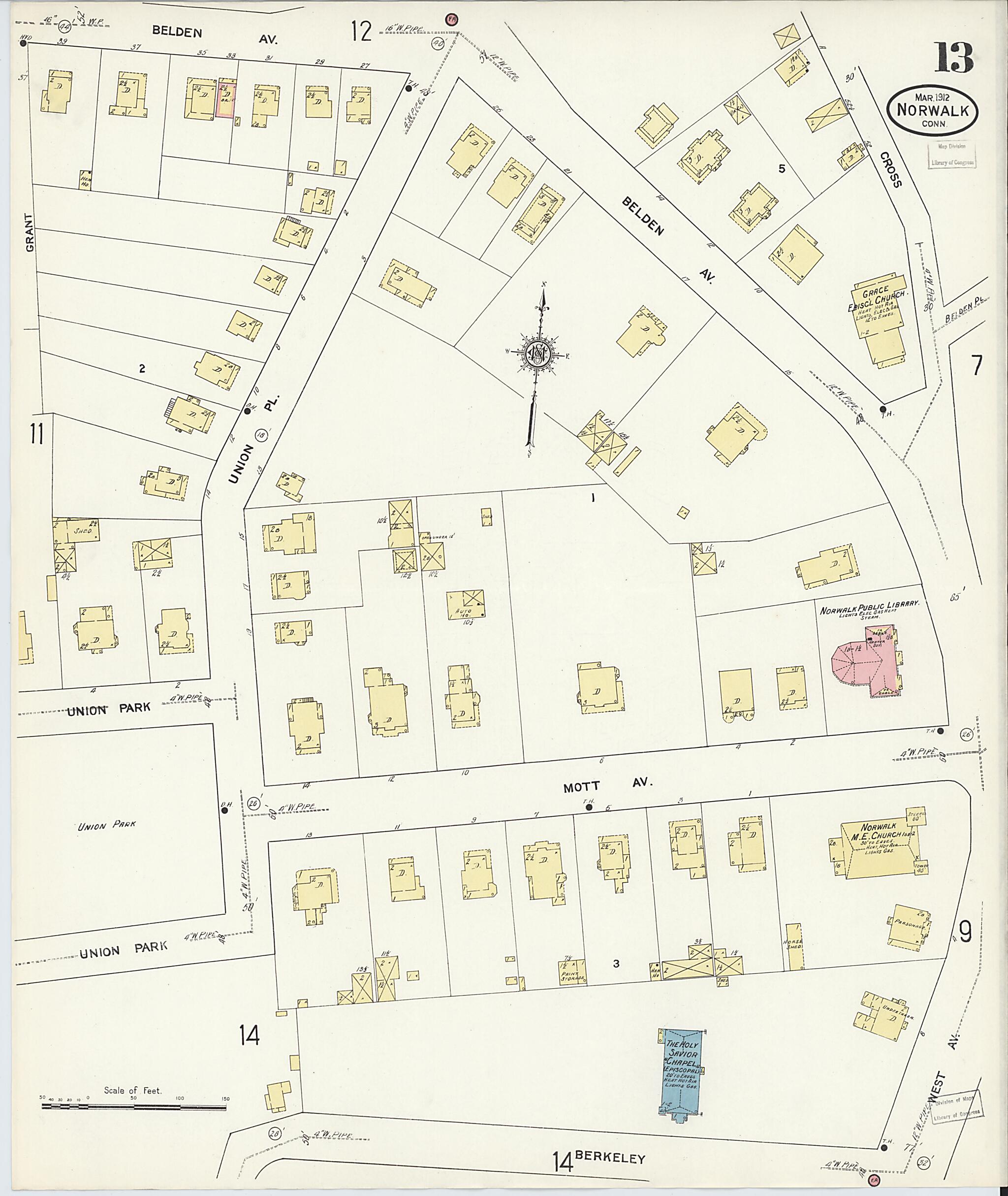 This old map of Norwalk, Fairfield County, Connecticut was created by Sanborn Map Company in 1912