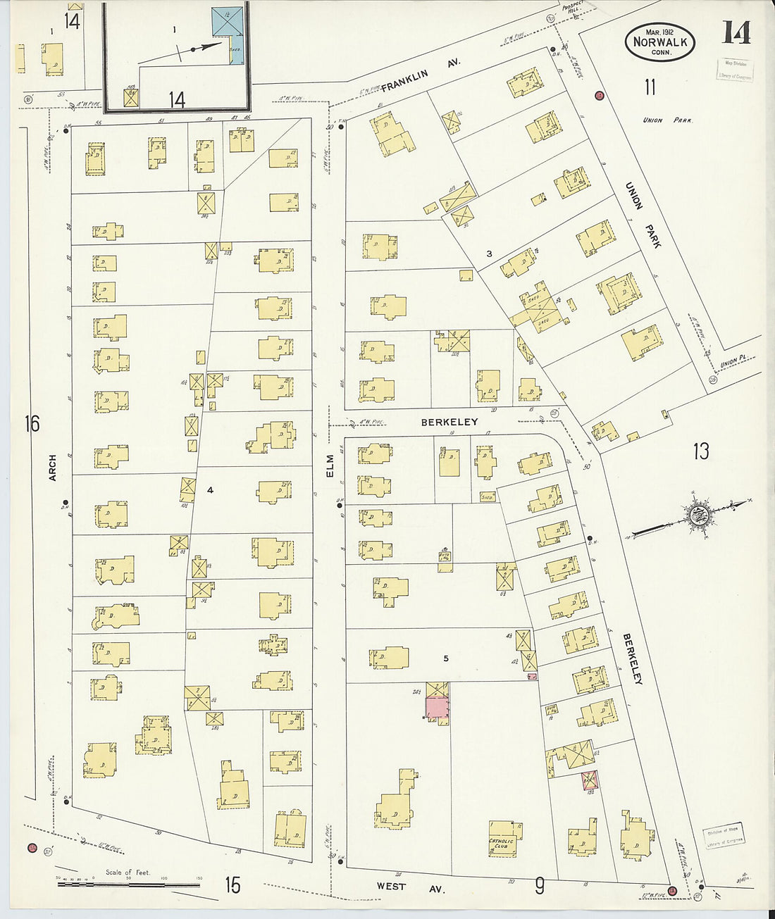 This old map of Norwalk, Fairfield County, Connecticut was created by Sanborn Map Company in 1912