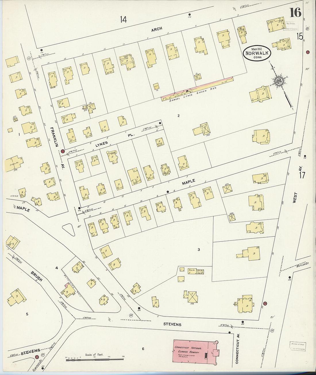 This old map of Norwalk, Fairfield County, Connecticut was created by Sanborn Map Company in 1912