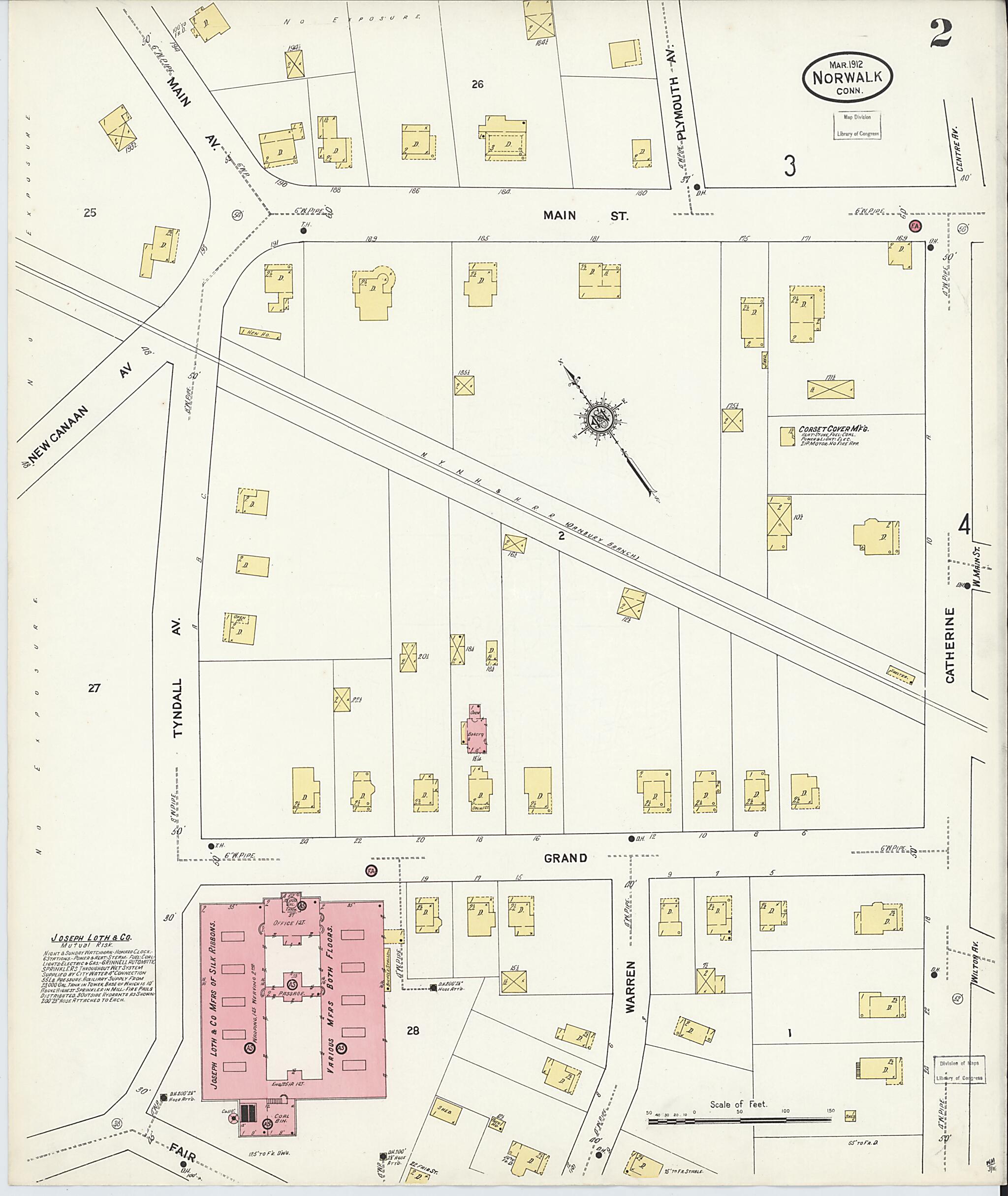 This old map of Norwalk, Fairfield County, Connecticut was created by Sanborn Map Company in 1912
