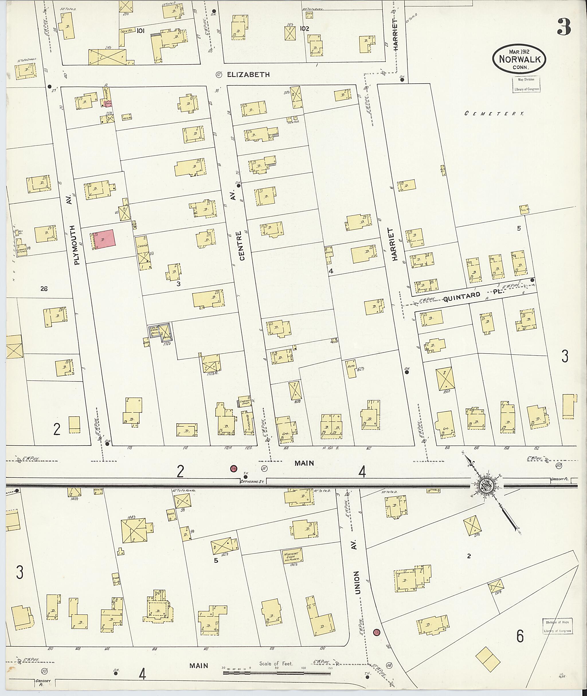 This old map of Norwalk, Fairfield County, Connecticut was created by Sanborn Map Company in 1912
