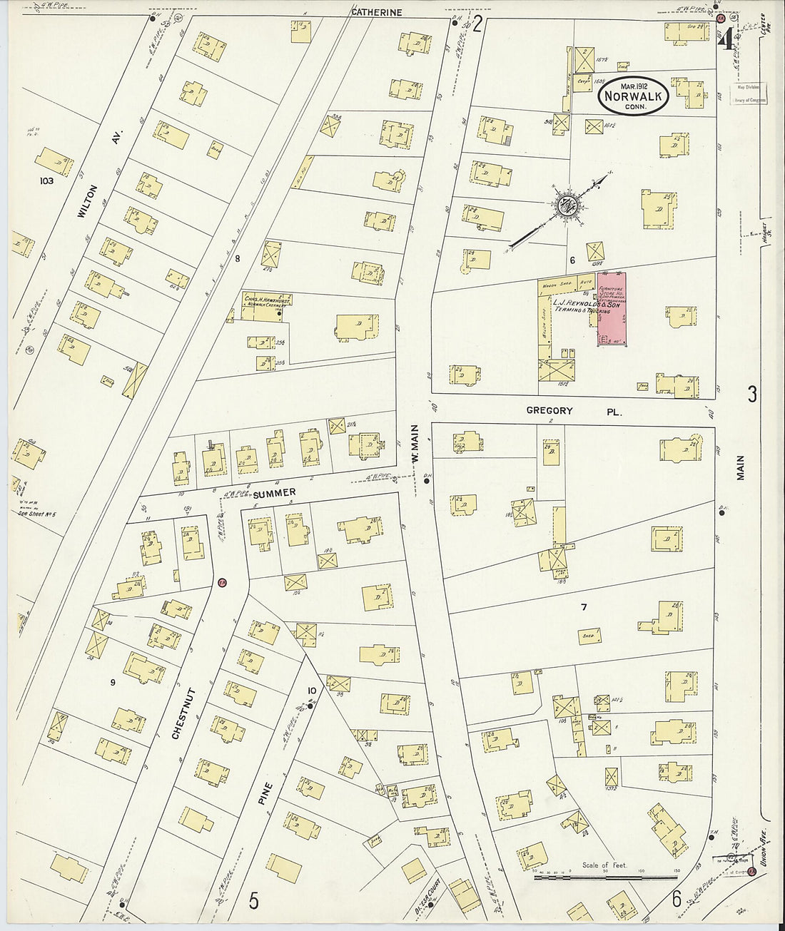 This old map of Norwalk, Fairfield County, Connecticut was created by Sanborn Map Company in 1912
