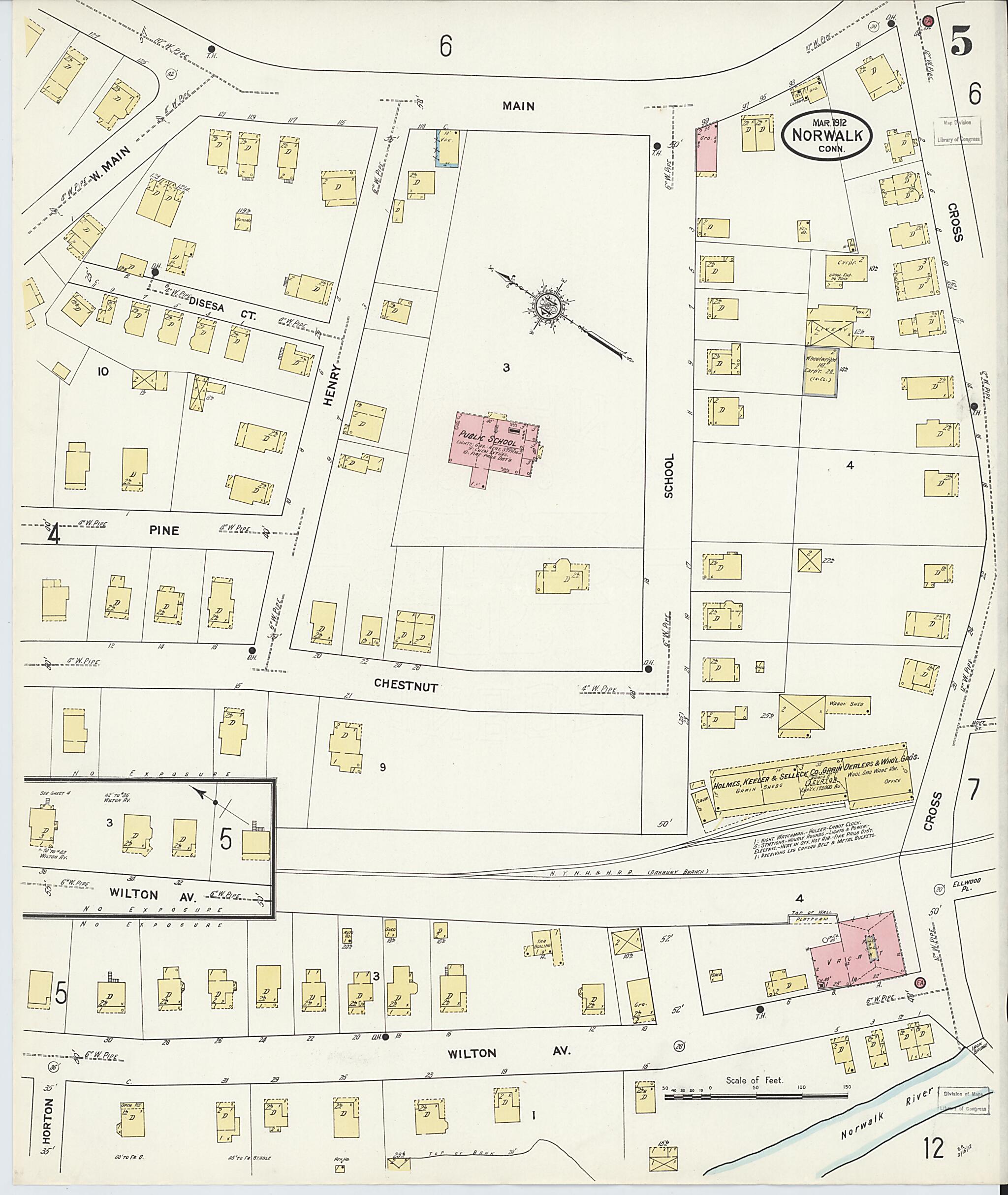 This old map of Norwalk, Fairfield County, Connecticut was created by Sanborn Map Company in 1912