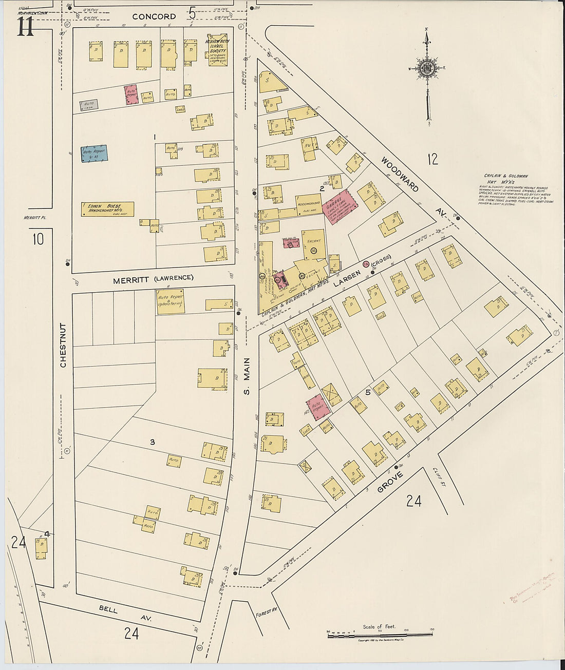 This old map of Norwalk, Fairfield County, Connecticut was created by Sanborn Map Company in 1922